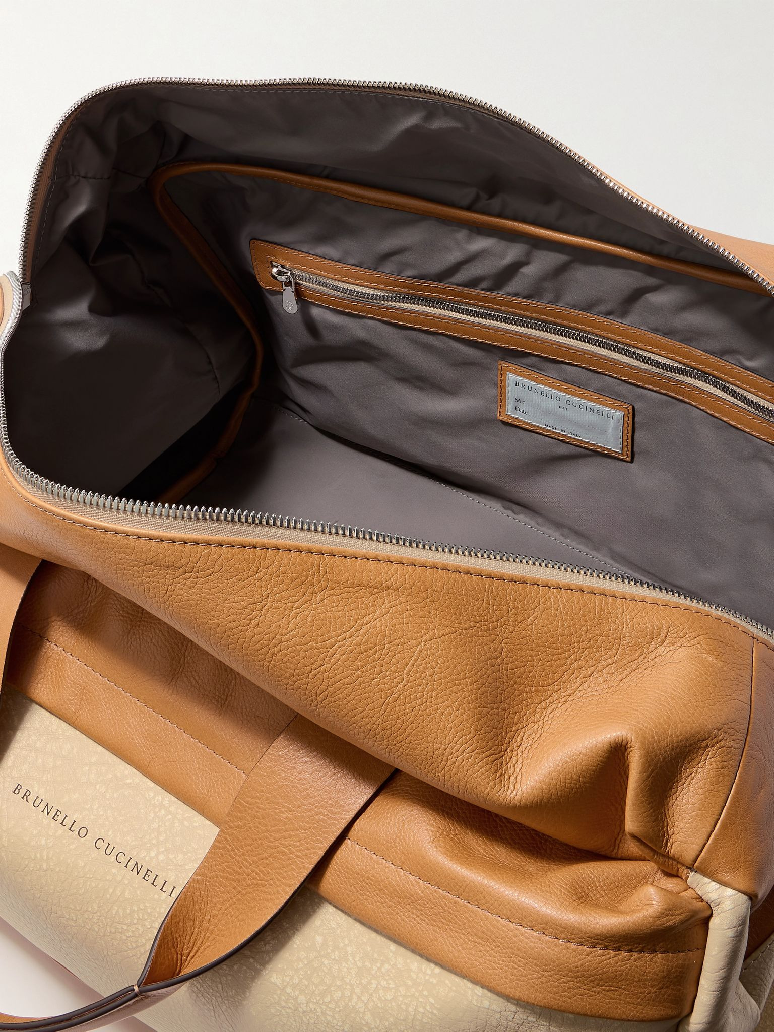 Full-Grain Leather Weekend Bag Neutral - 5
