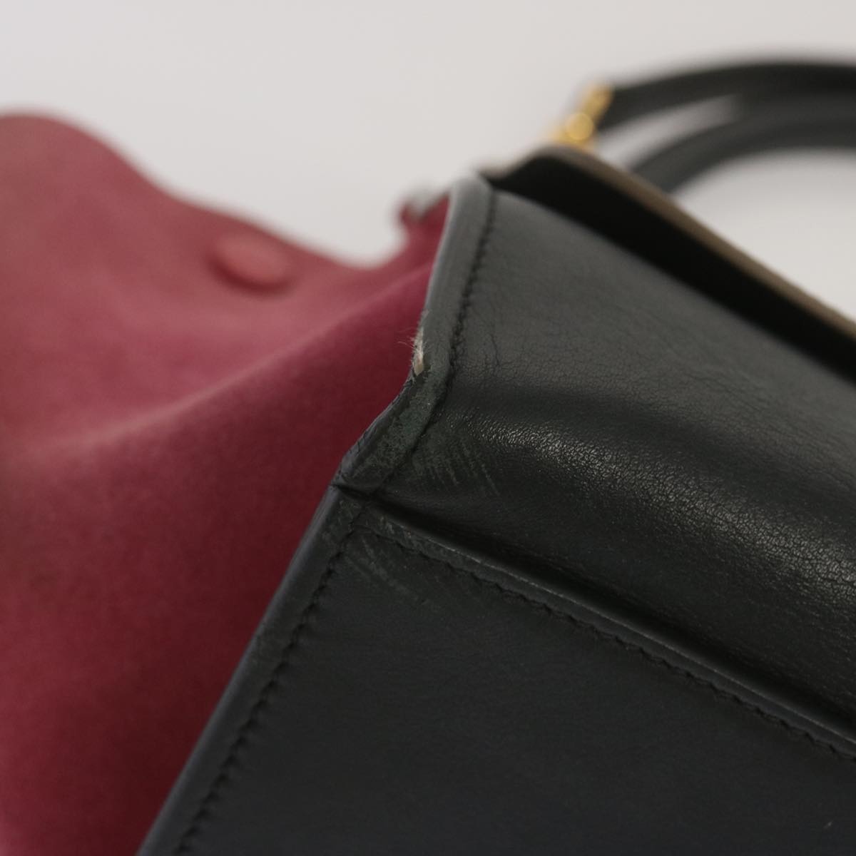 CELINE Trapeze Hand Bag Leather Beige Pink - 8