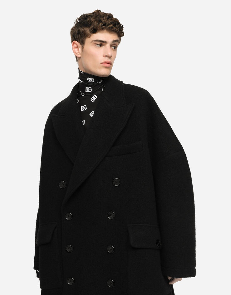 Double-breasted boiled wool coat - 4