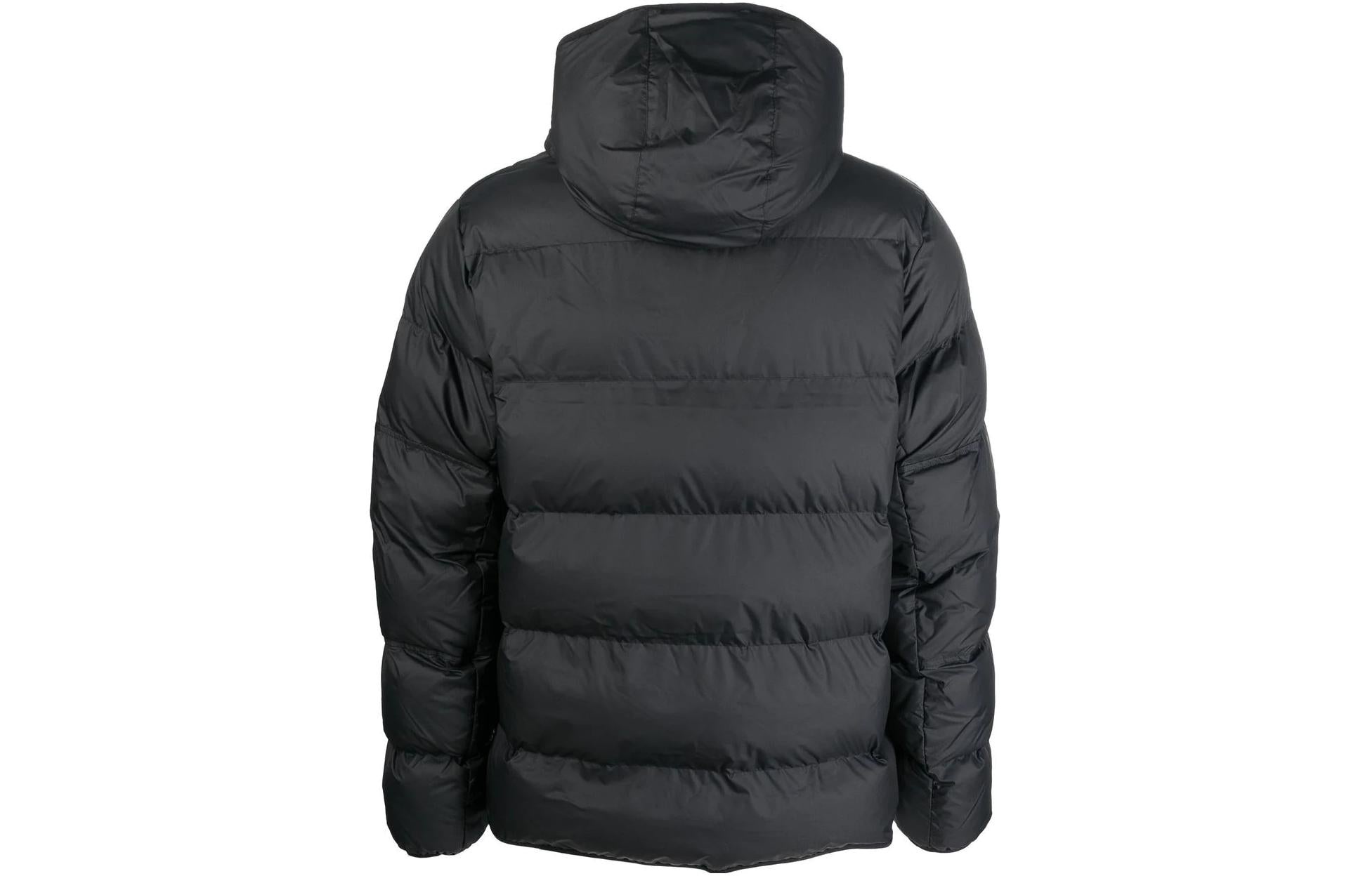 Men's Nike Solid Color Zipper Pocket logo Printing Hooded Down Jacket Black DR9605-010 - 2