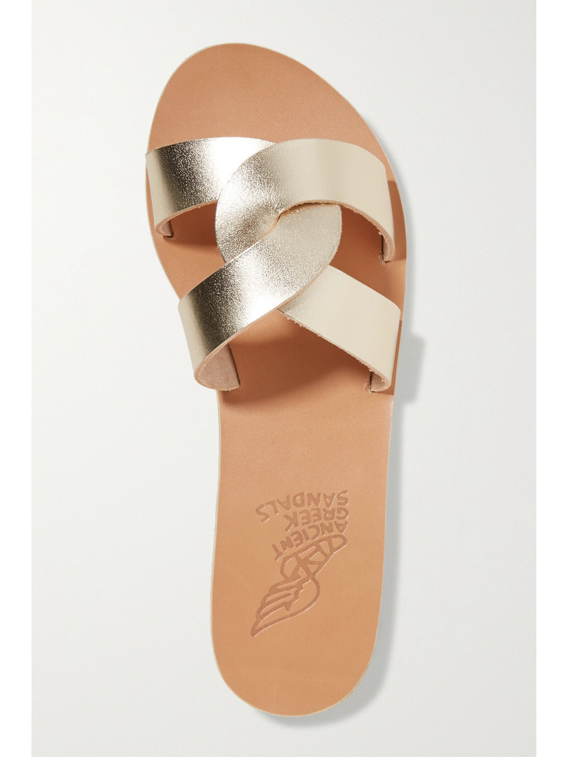 Desmos Cutout Metallic Leather Slides 5