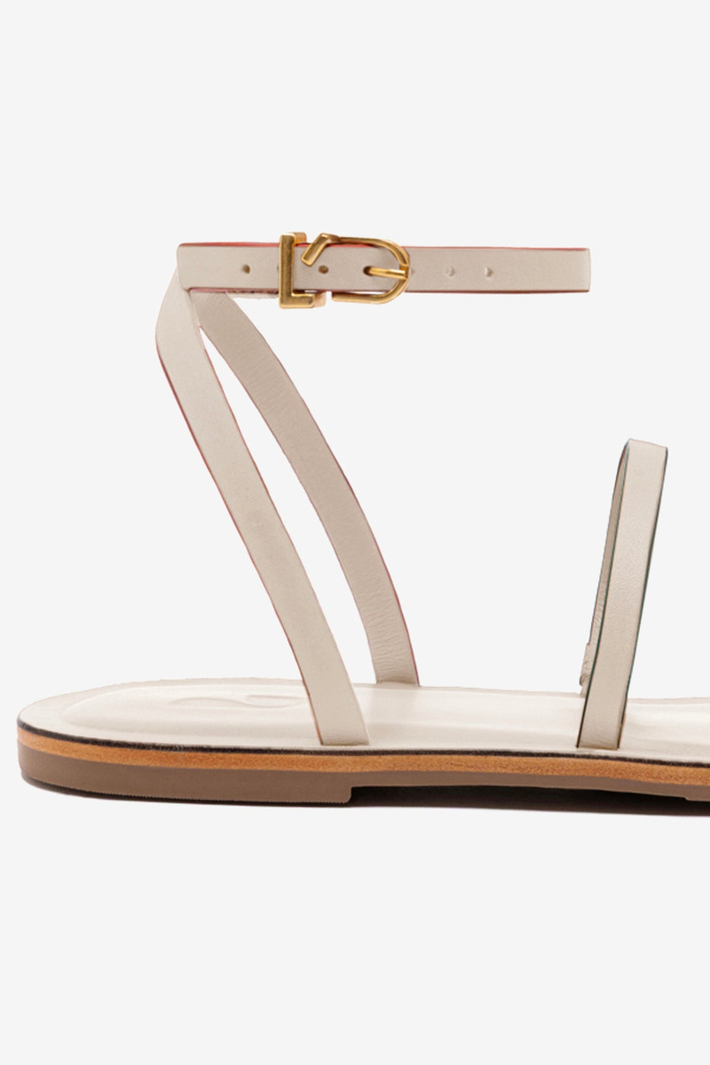 Biarritz Flat Sandal In Ivory Leather 4