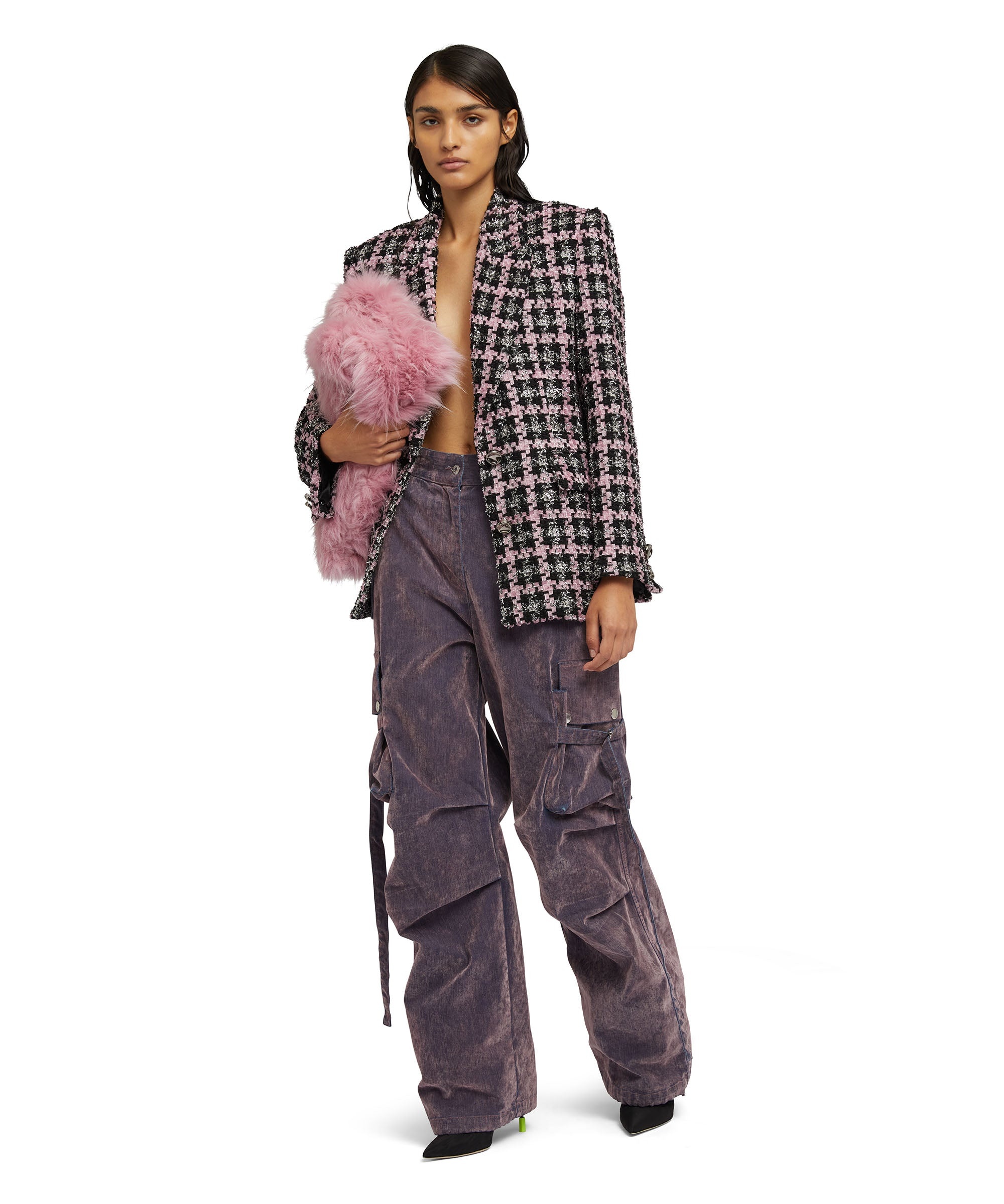 Double-breasted jacket with "Lurex Check Tweed" motif - 5
