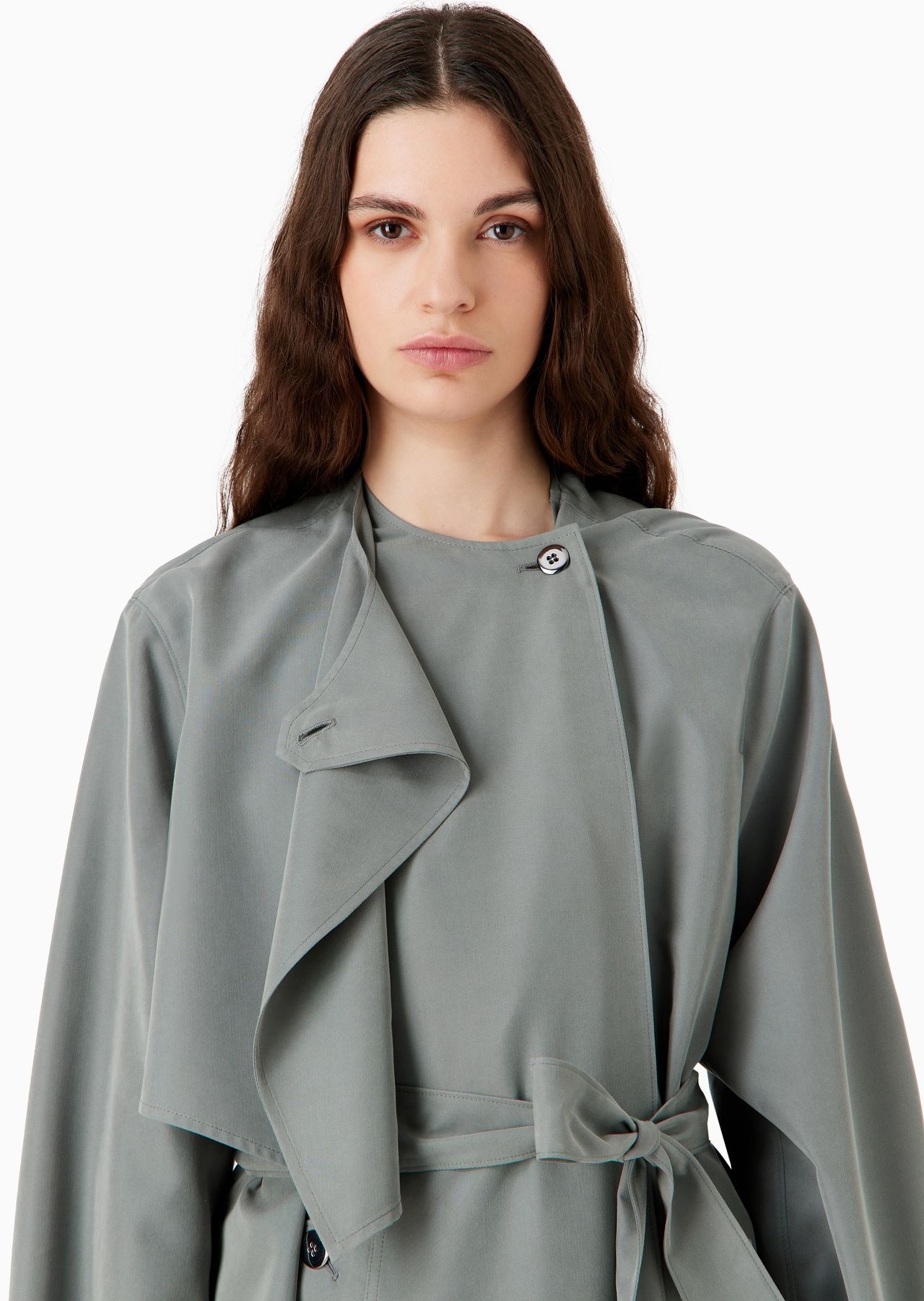 Belted cupro trench coat with wrap closure - 5
