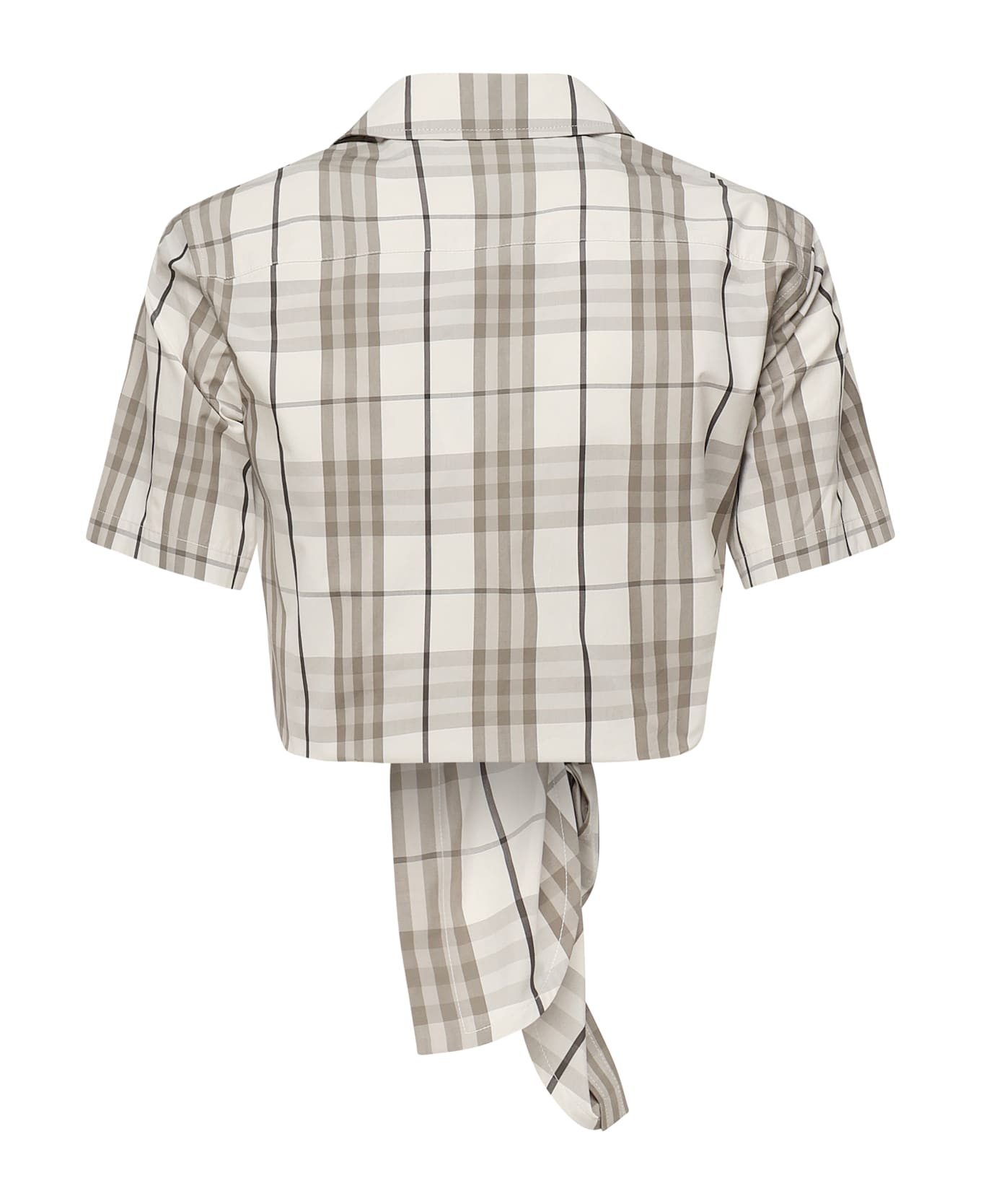 Check Cotton Cropped Shirt - 3