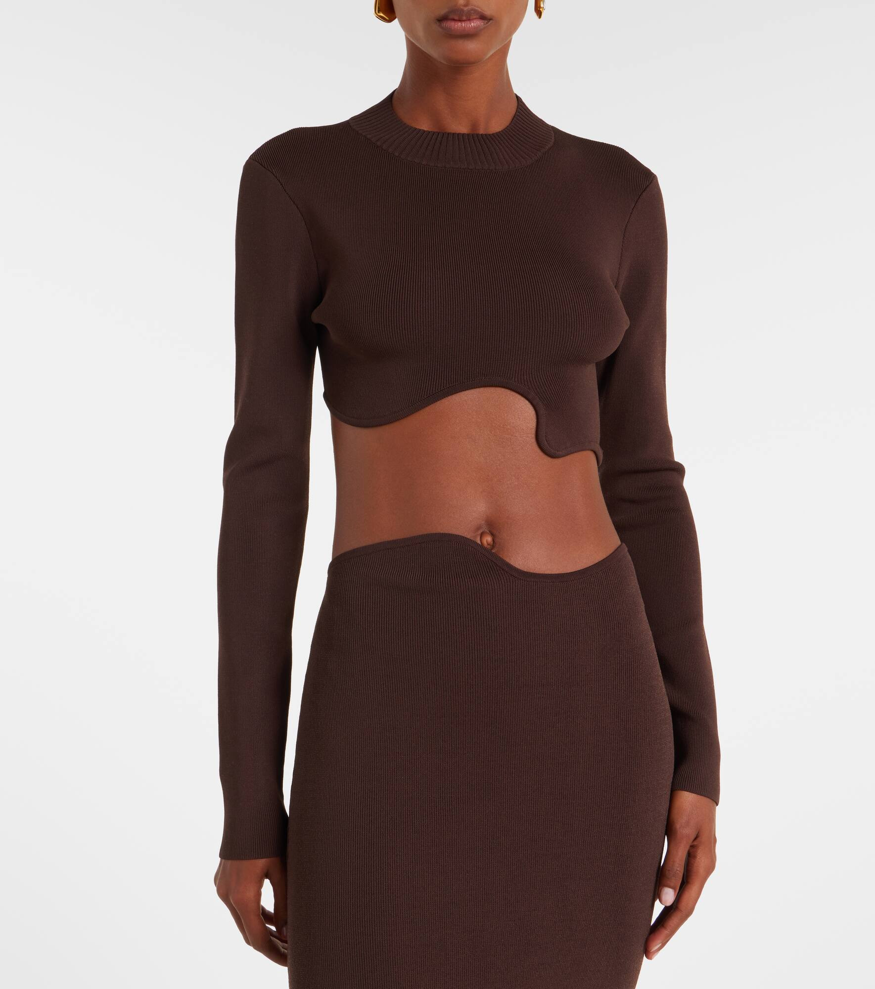 Asymmetric knitted crop top - 6