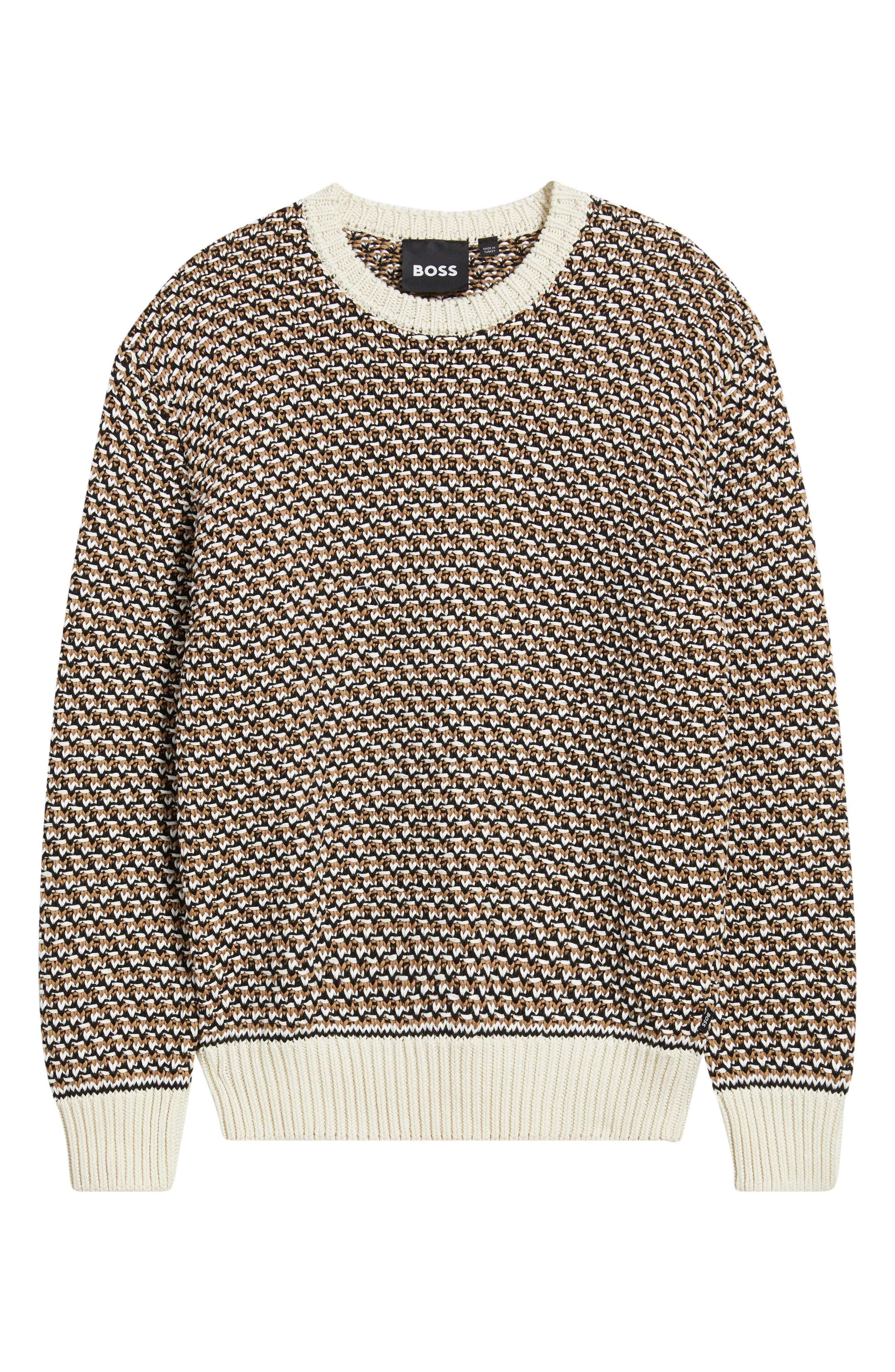 BOSS Imauro Cotton Sweater in Open White at Nordstrom - 5