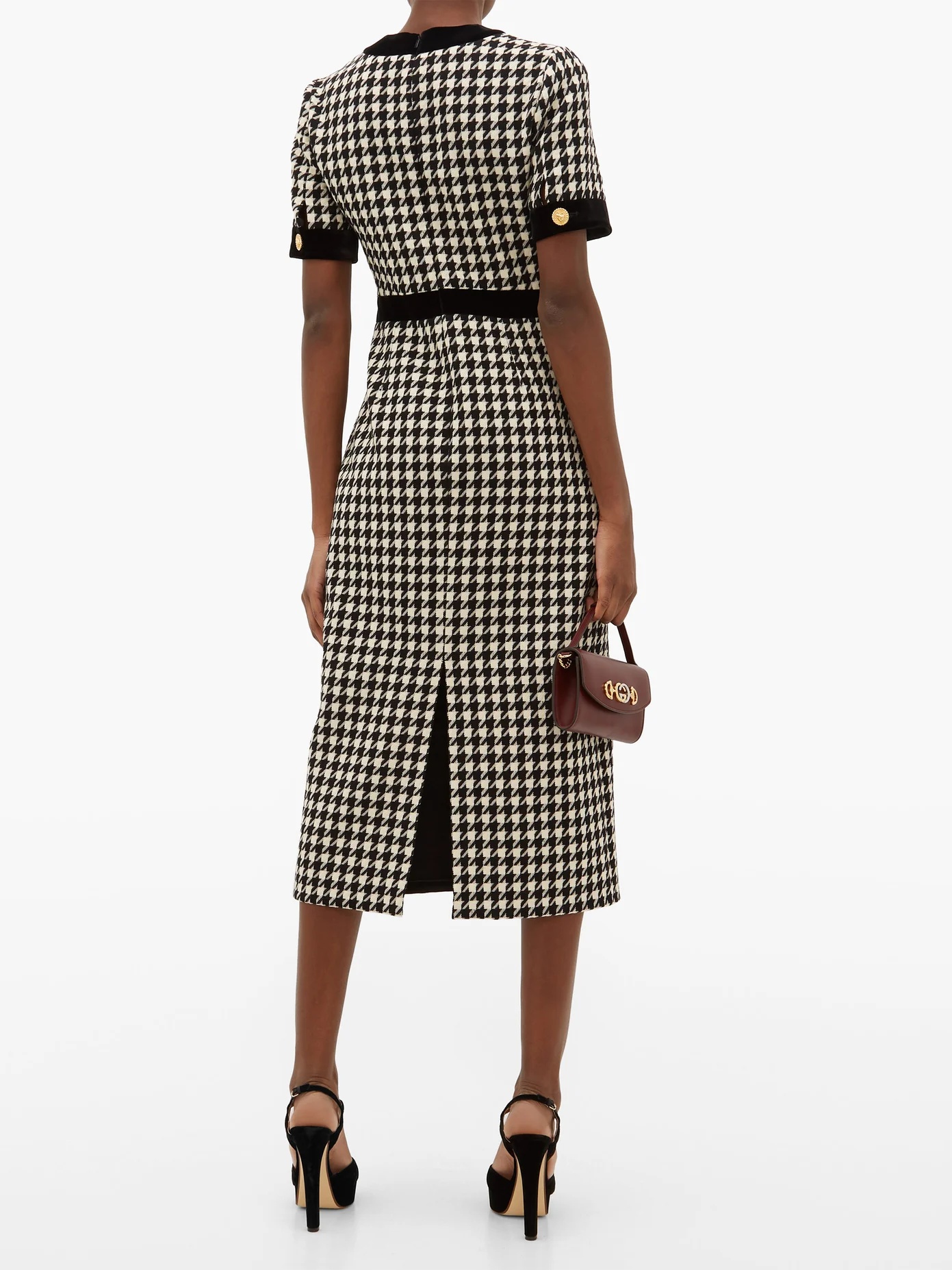 Houndstooth wool-blend dress - 6