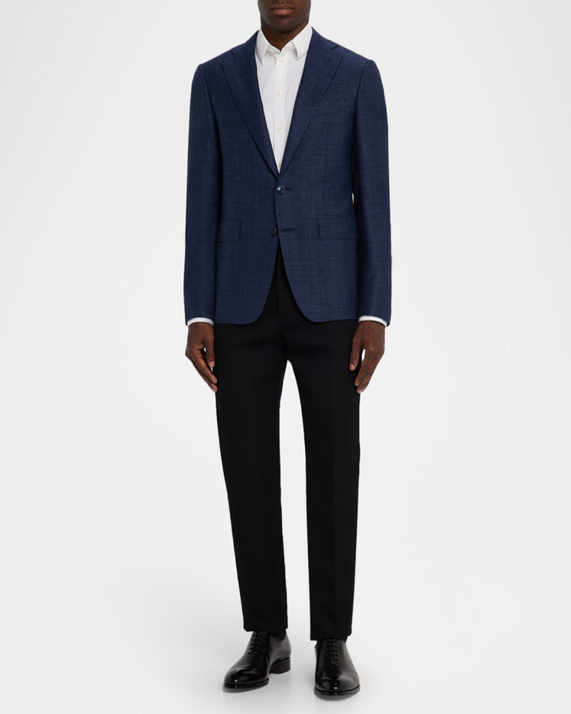 Canali Men's Textured Wool-Blend Notch Lapel Blazer outlook