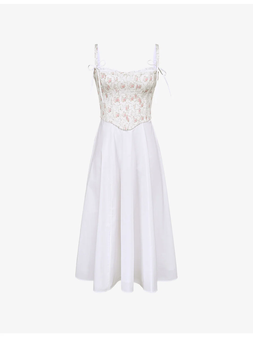 Clarabelle Detachable-Corset Stretch-Cotton Midi Dress - 1