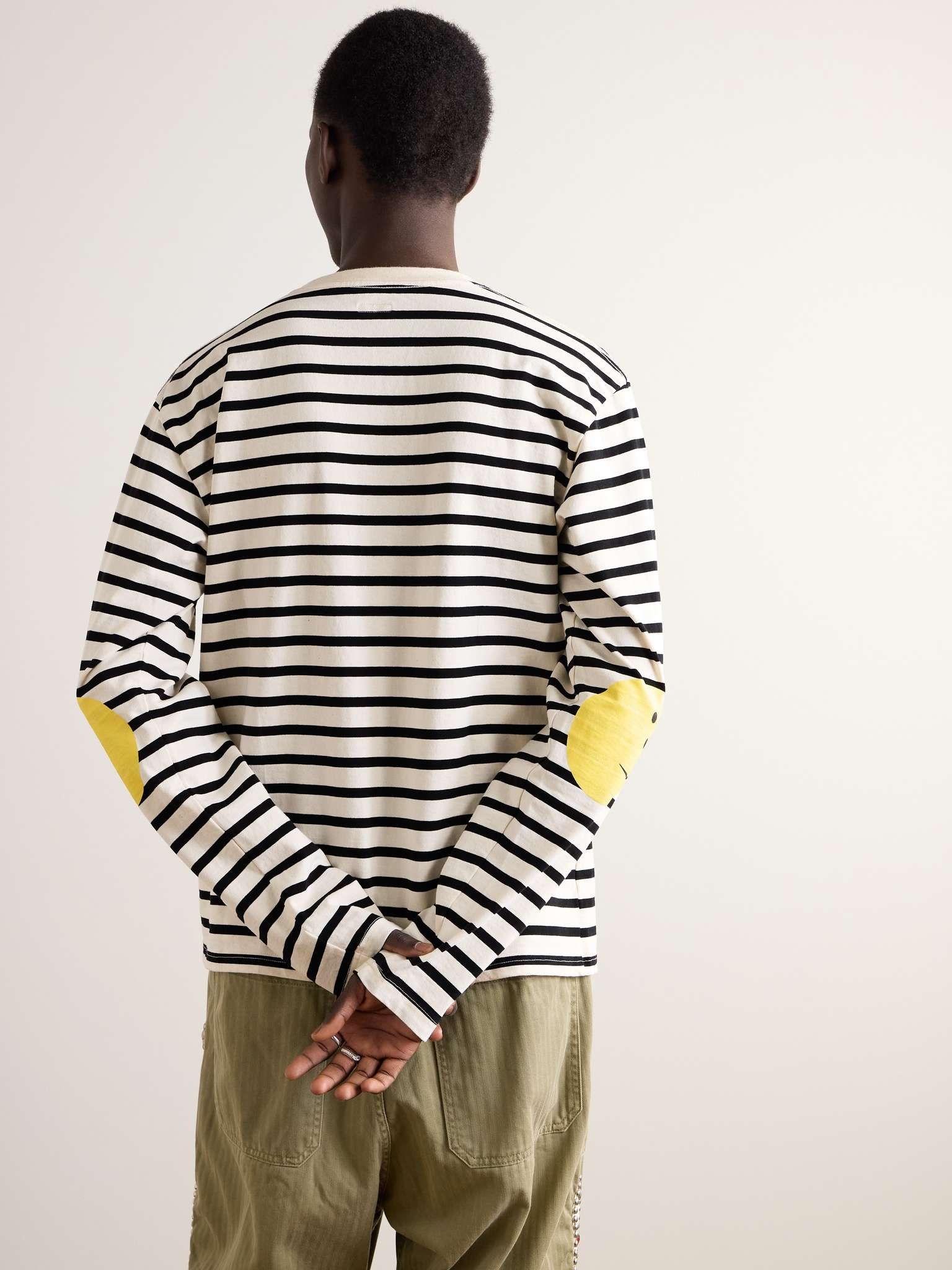 Printed Striped Cotton-Jersey T-Shirt - 4