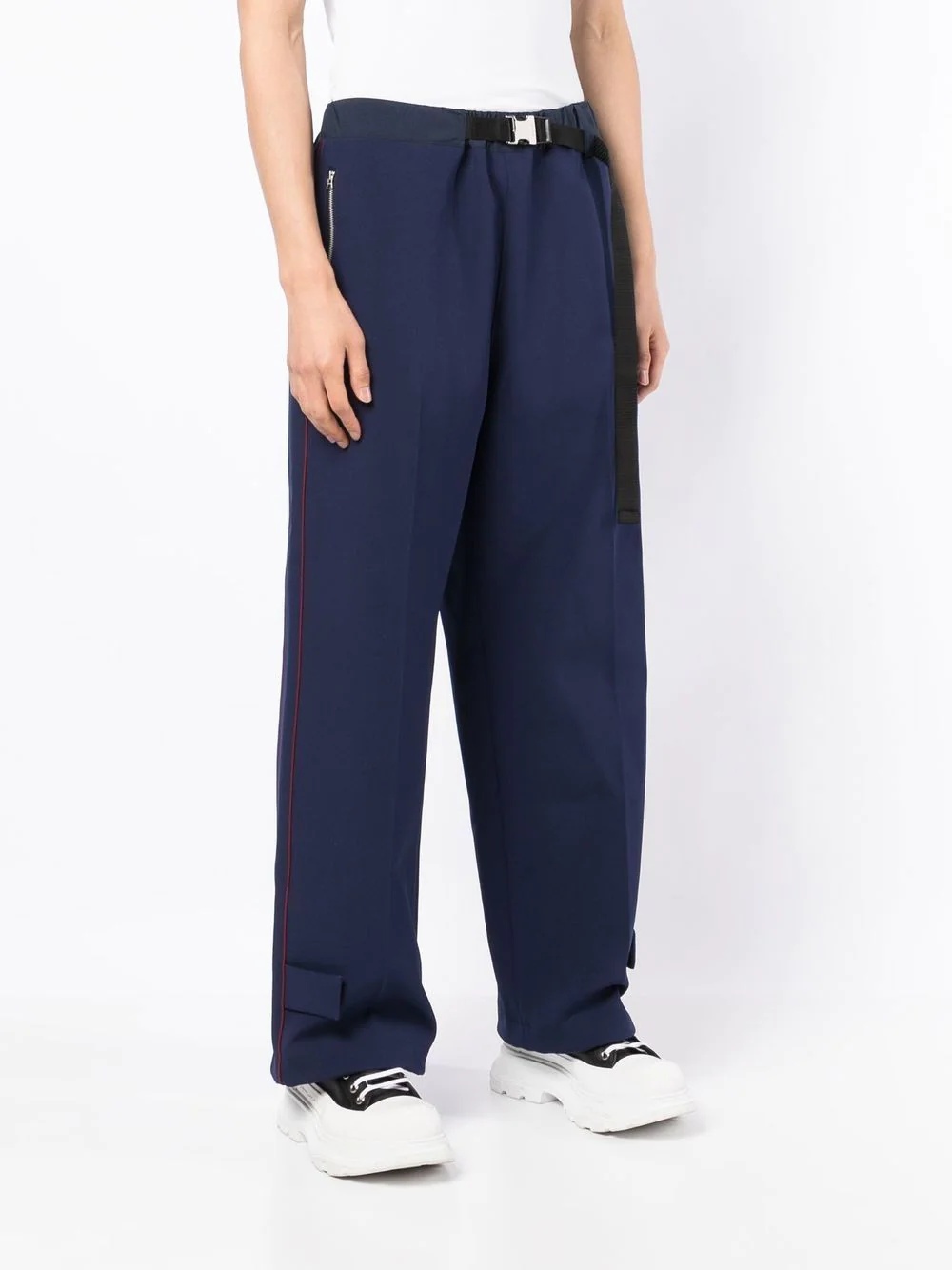 clip-belt wide-leg trousers - 3