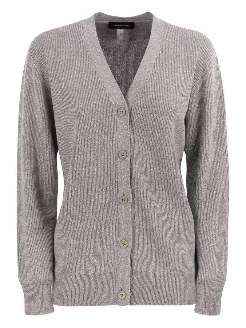 ribbed V-neck cardigan 1