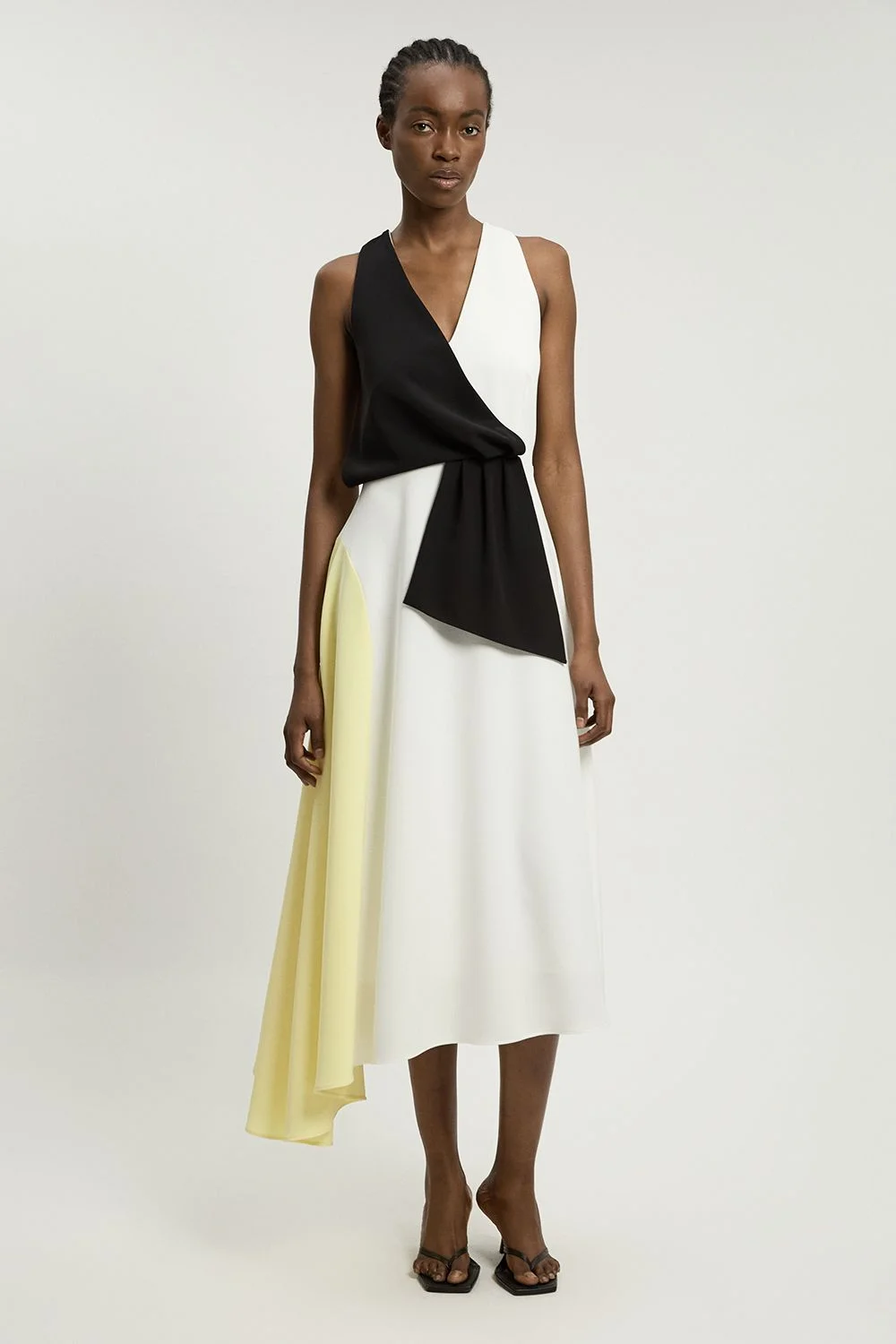 Soft Tailored Colour Block Detail Midi Dress - 1