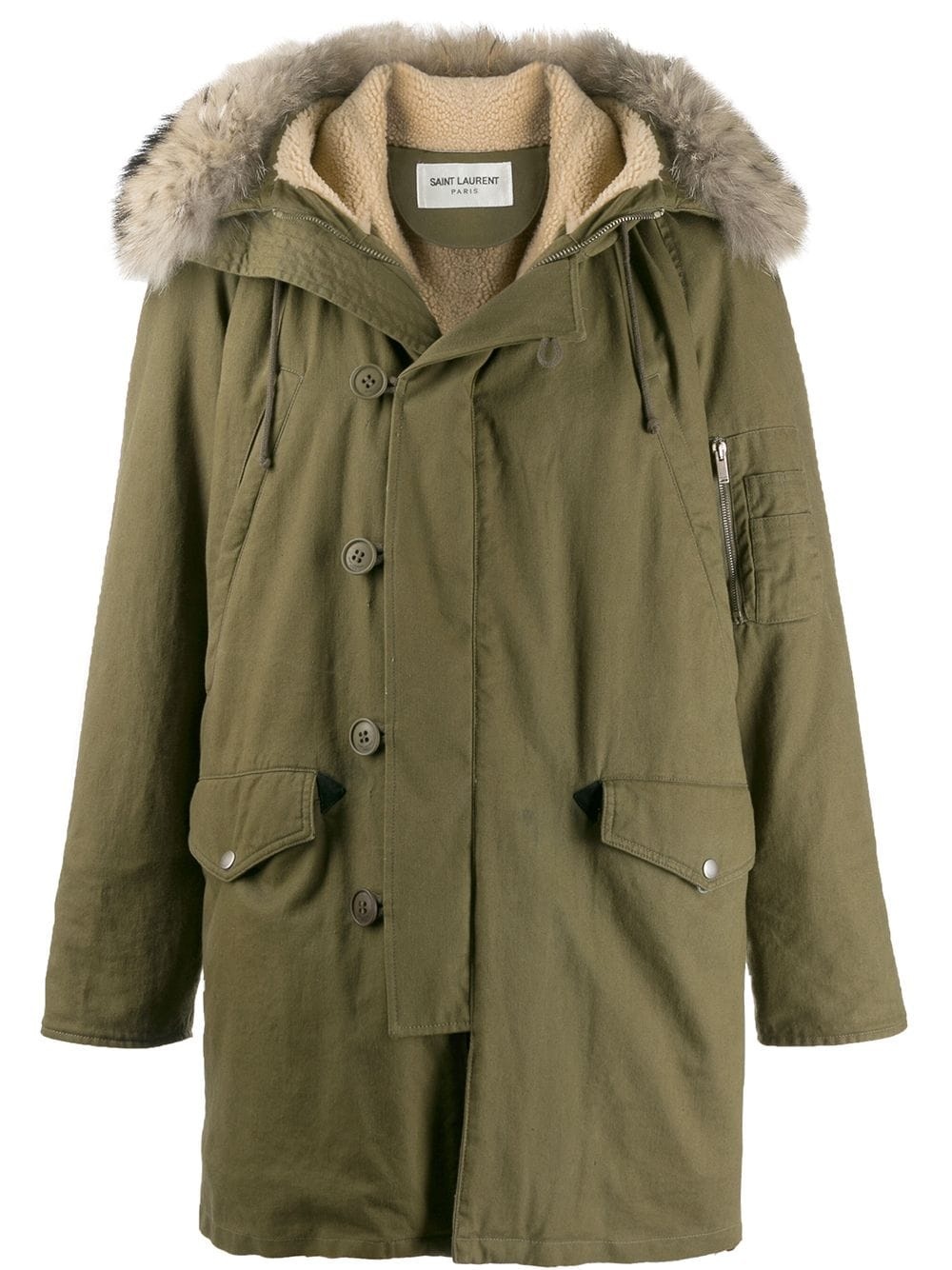 fur-trimmed hood parka - 1