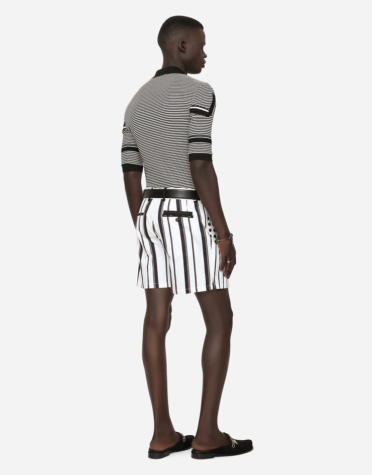 Striped stretch cotton shorts - 2
