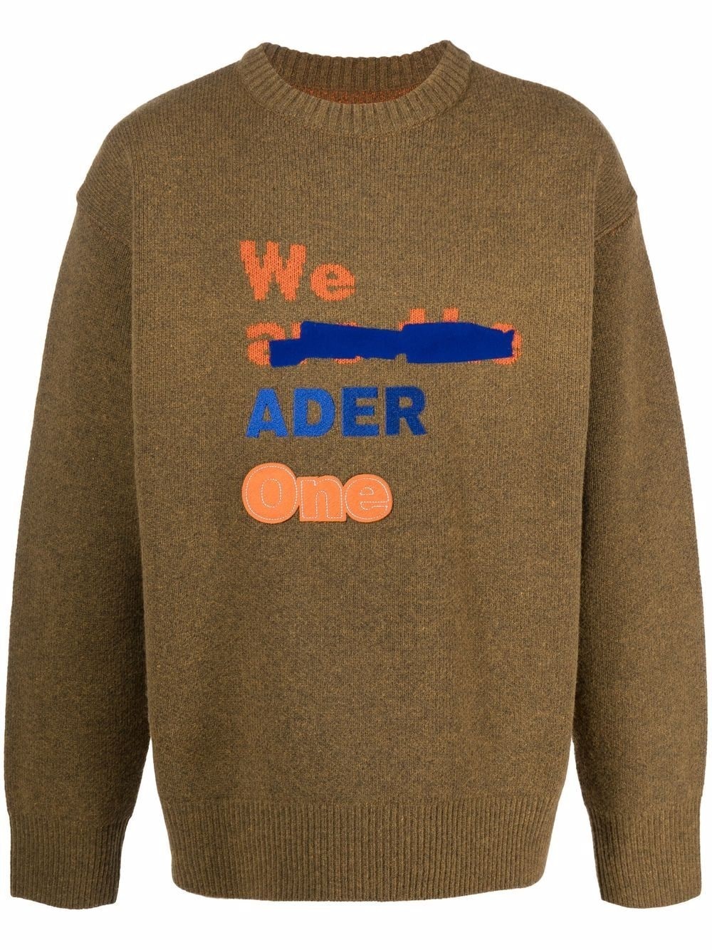 logo-embroidered knitted jumper - 1