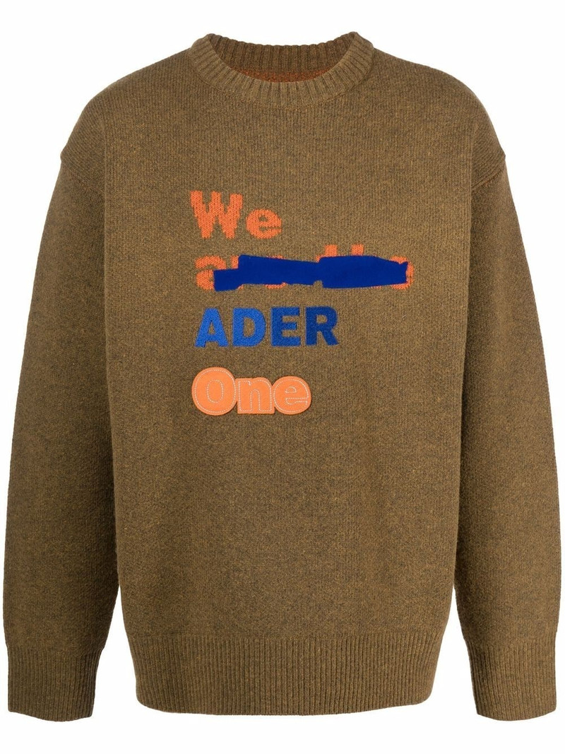 logo-embroidered knitted jumper 1