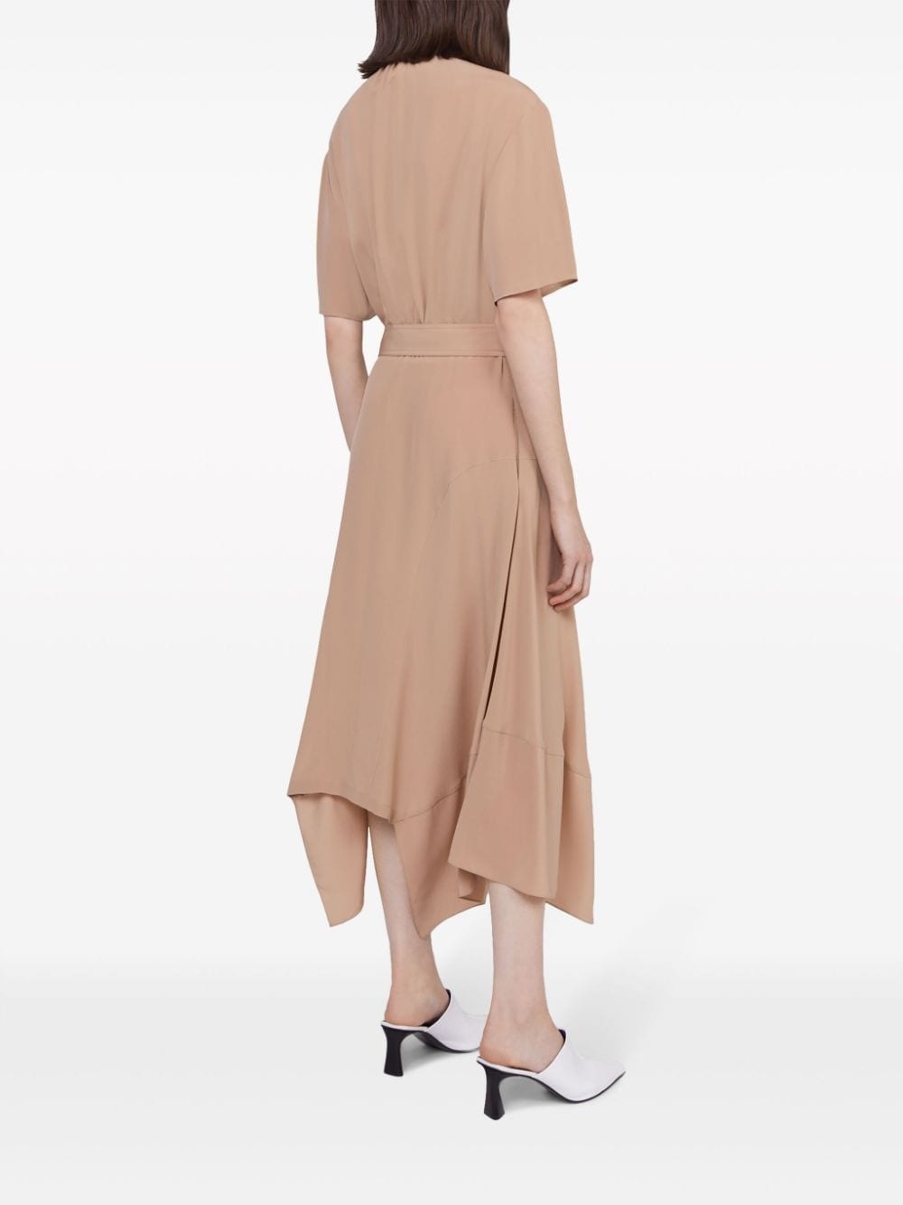 silk shirt midi dress - 3