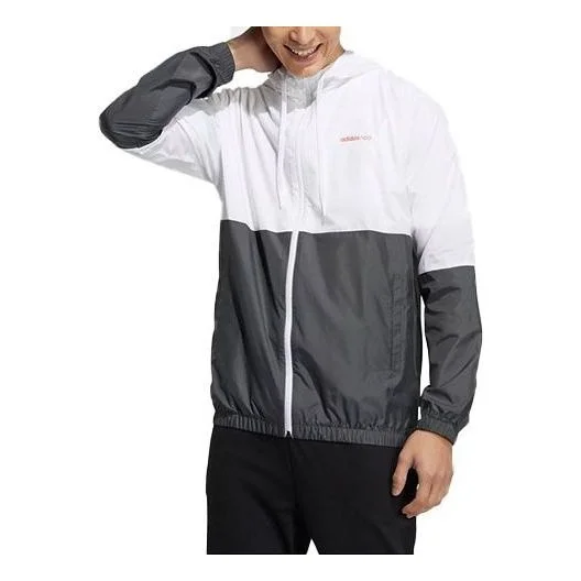adidas neo M Fav Any Wb 1 Contrasting Colors Logo Printing Sports Jacket White Gray GP5650 - 1