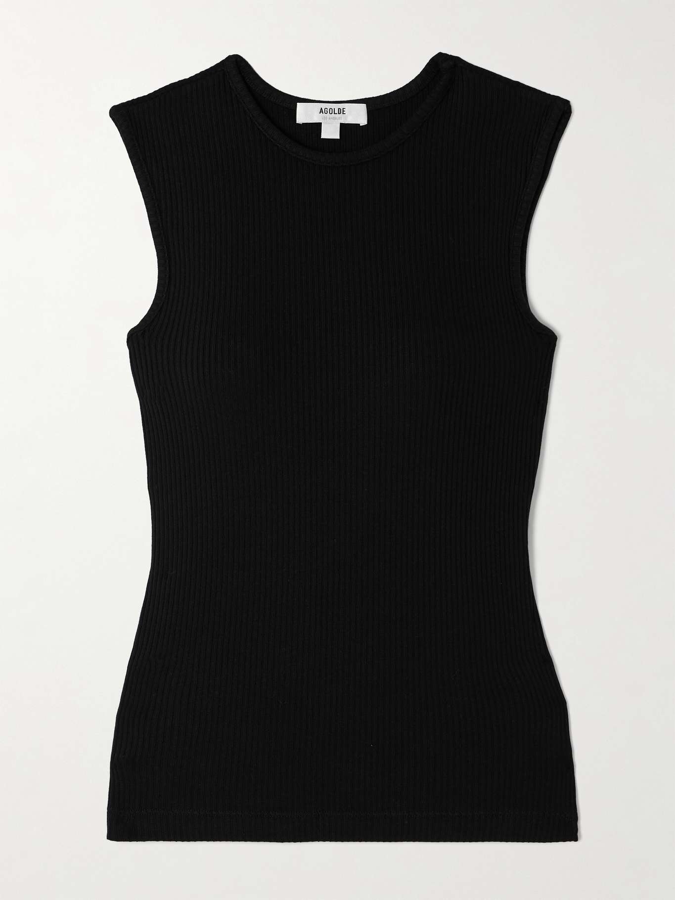 Binx ribbed stretch-Lyocell and organic cotton-blend tank Black - 1