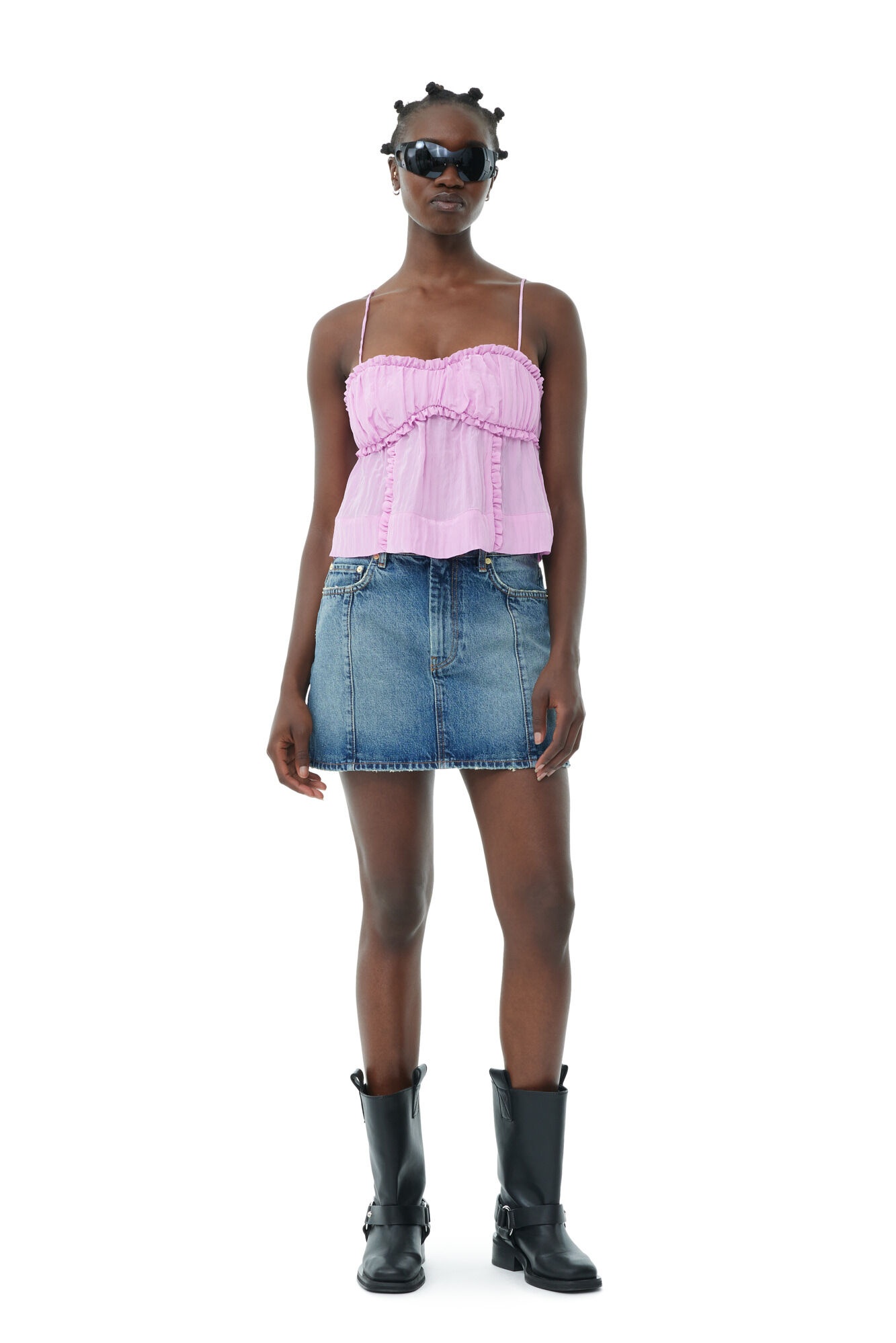 SPARKLE LOGO DENIM MINI SKIRT - 3