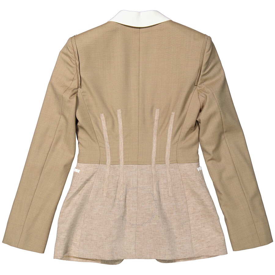Burberry Ladies Pecan Melange Tape Detail Mix Media Blazer - 2