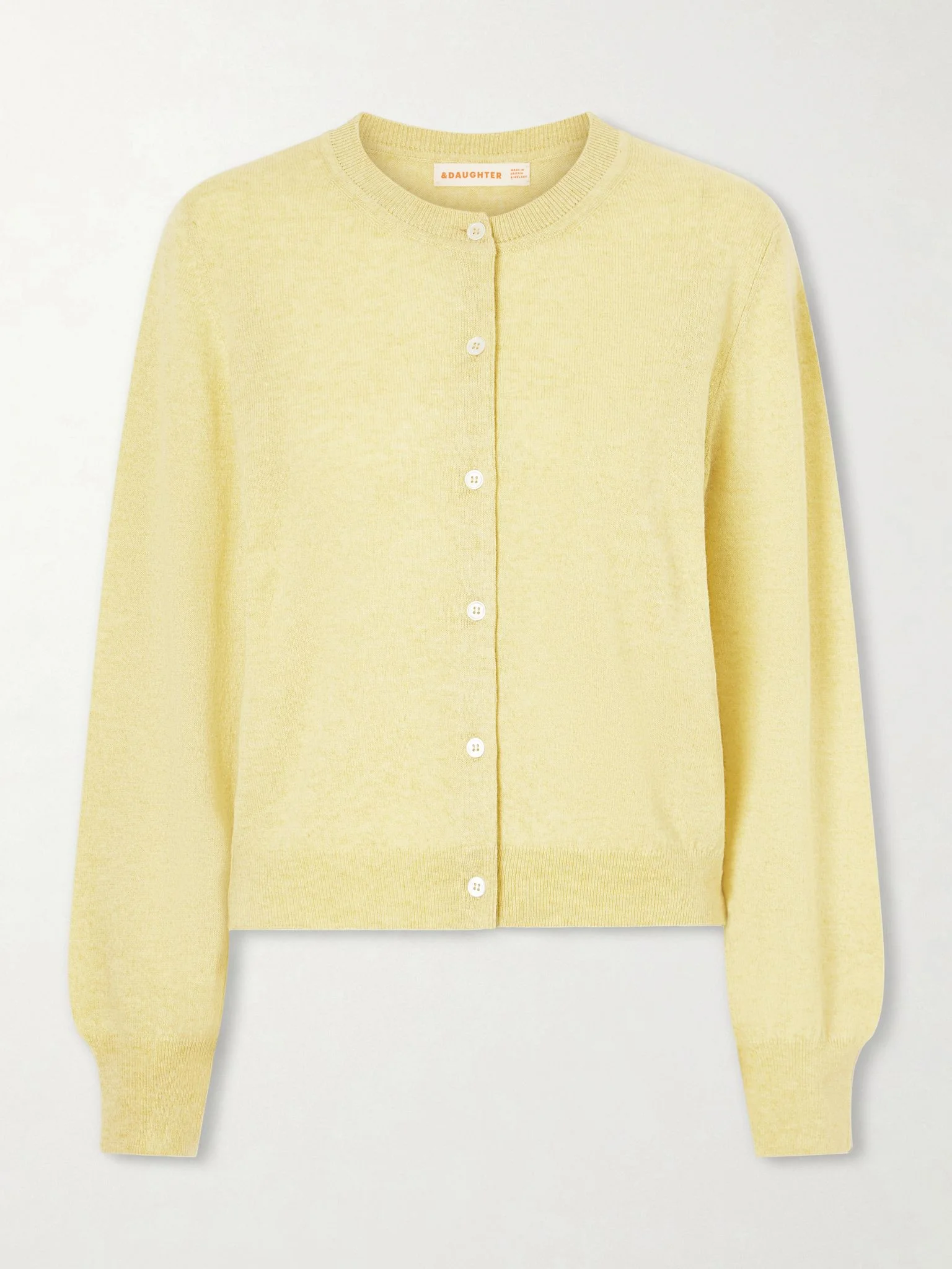 Enya cashmere and cotton-blend cardigan Pastel yellow - 1