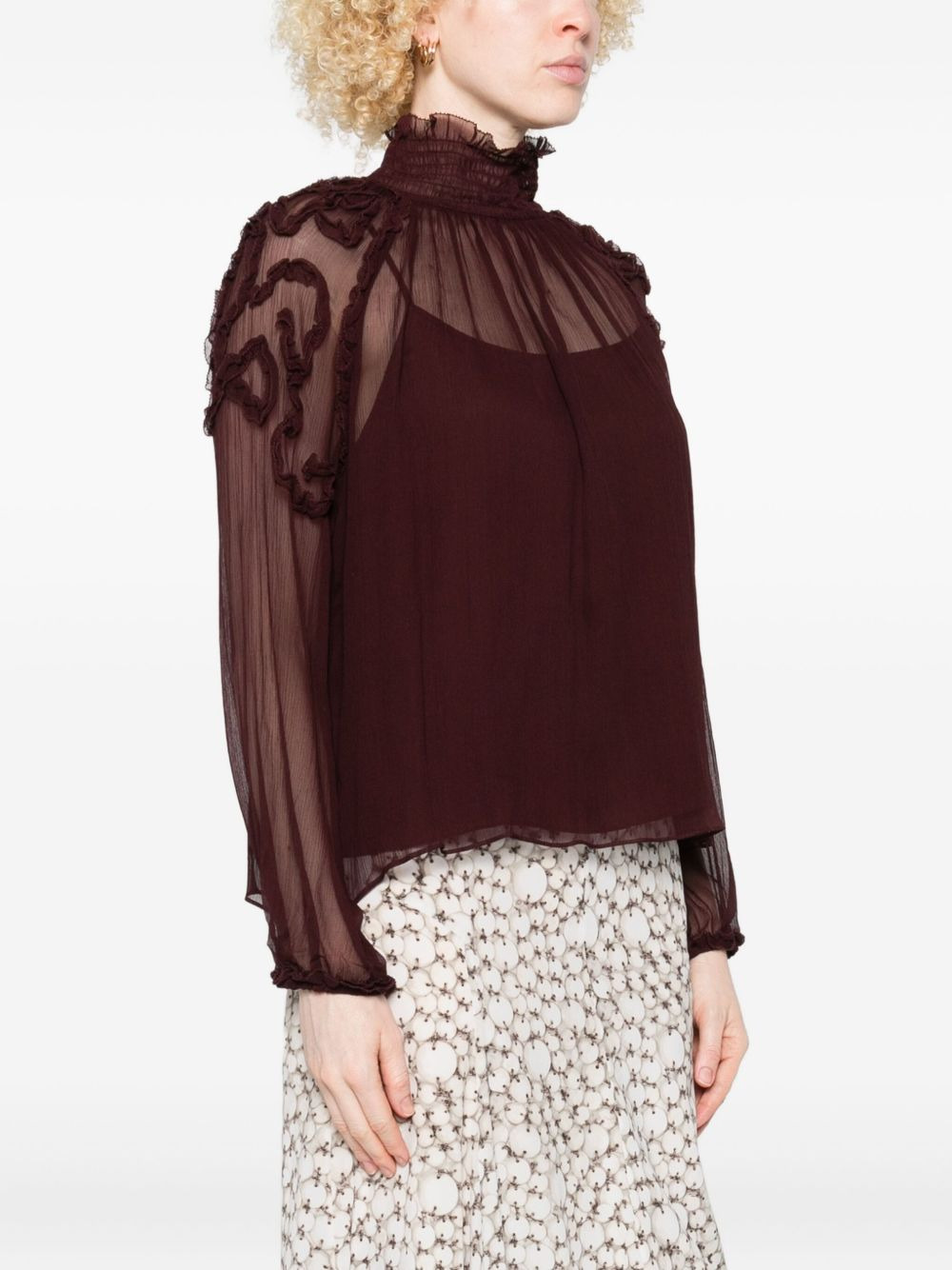 ruffled high-neck blouse - 3