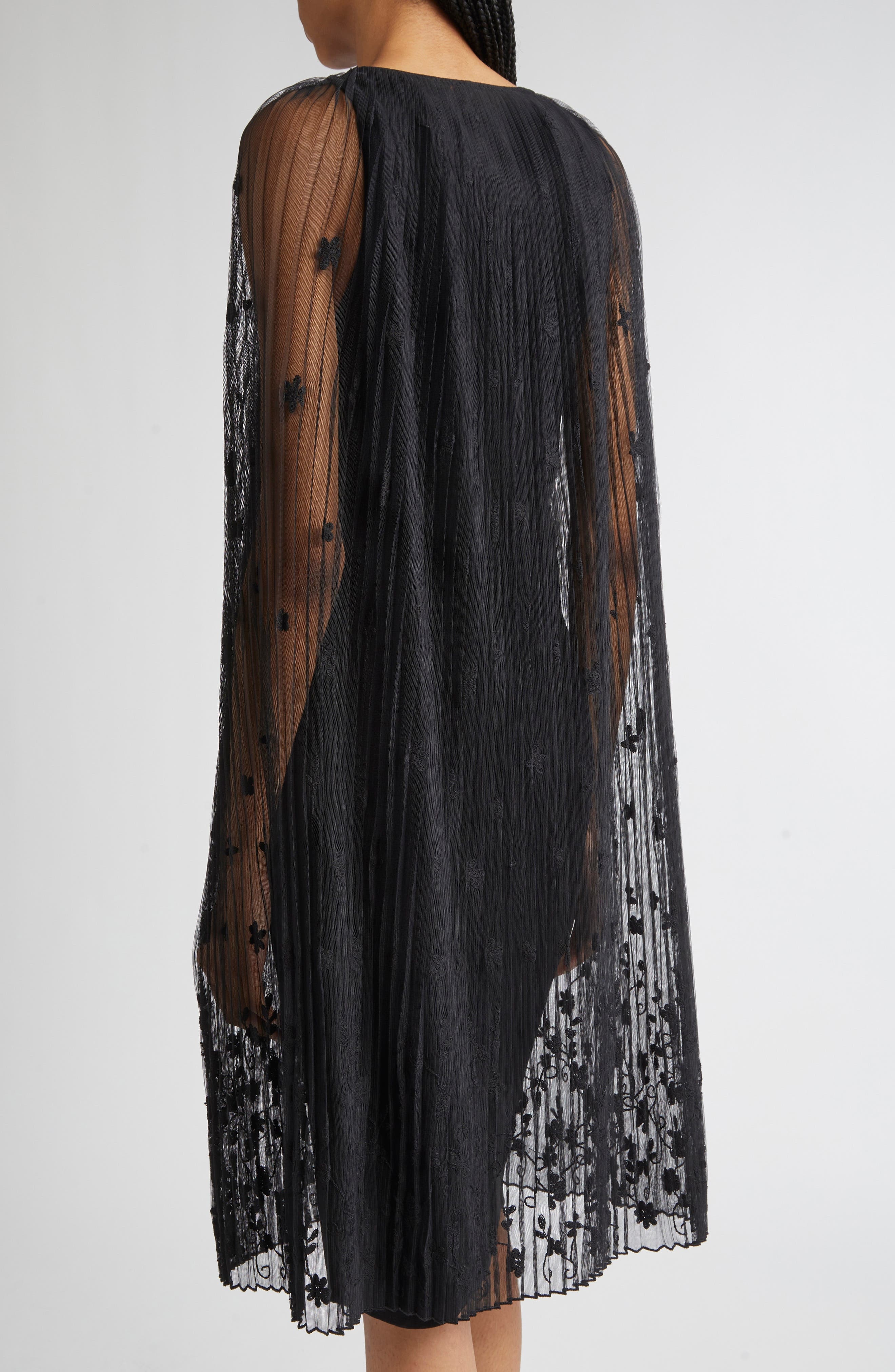 TOTEME Floral Embroidered Tulle in Black/Black at Nordstrom - 3
