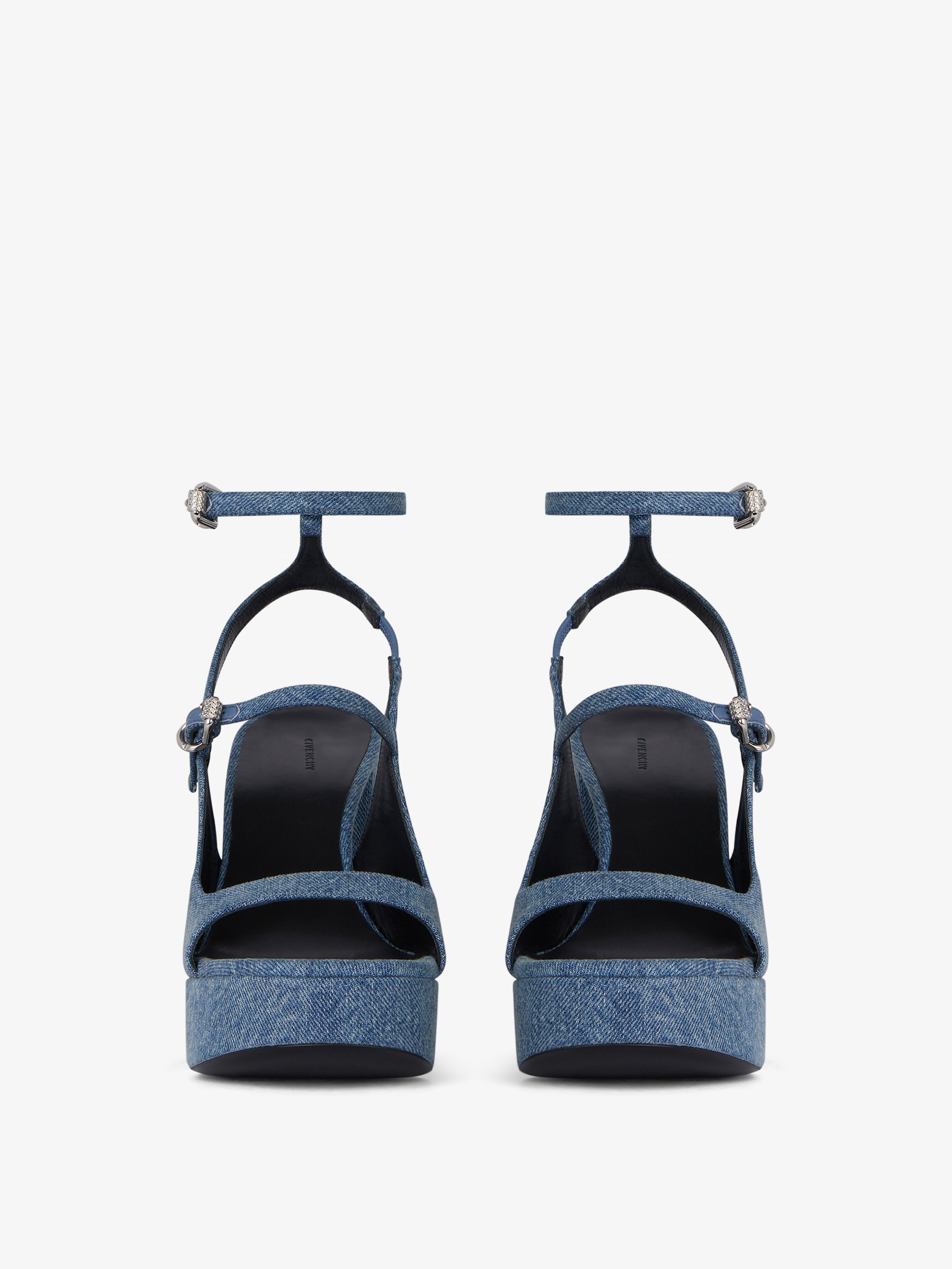 VOYOU PLATFORM SANDALS IN DENIM - 3