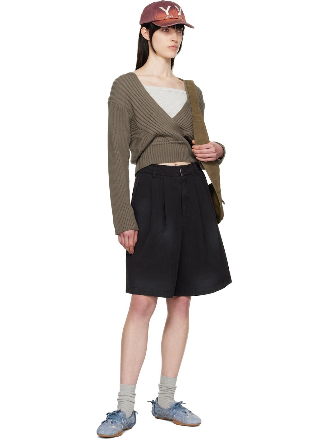 OPEN YY Black Washed Bermuda Shorts | REVERSIBLE