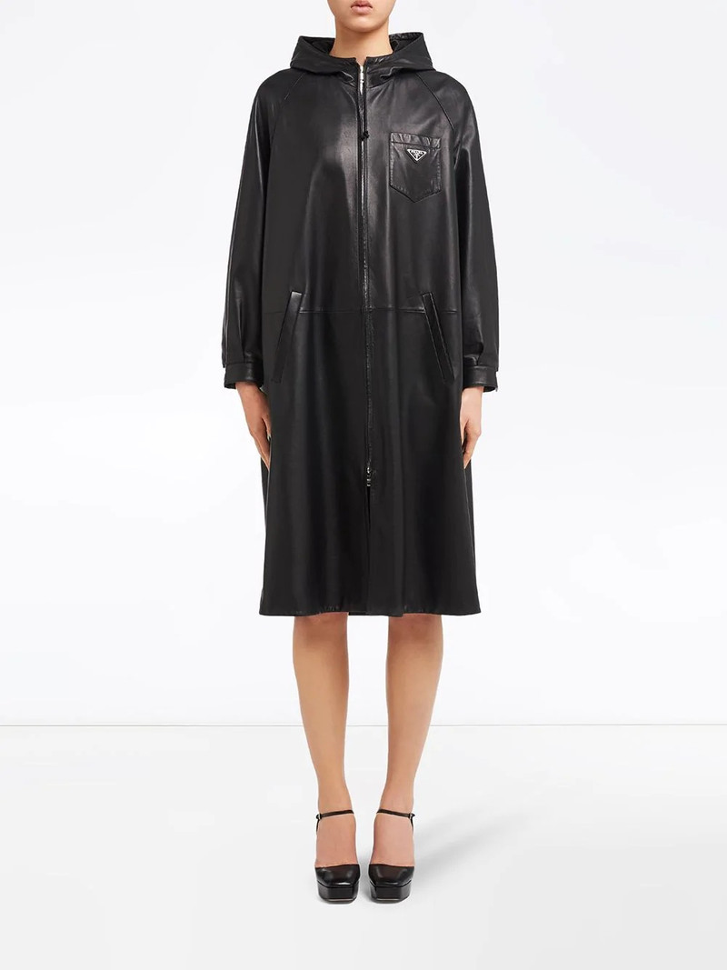 Prada leather oversized trench coat outlook