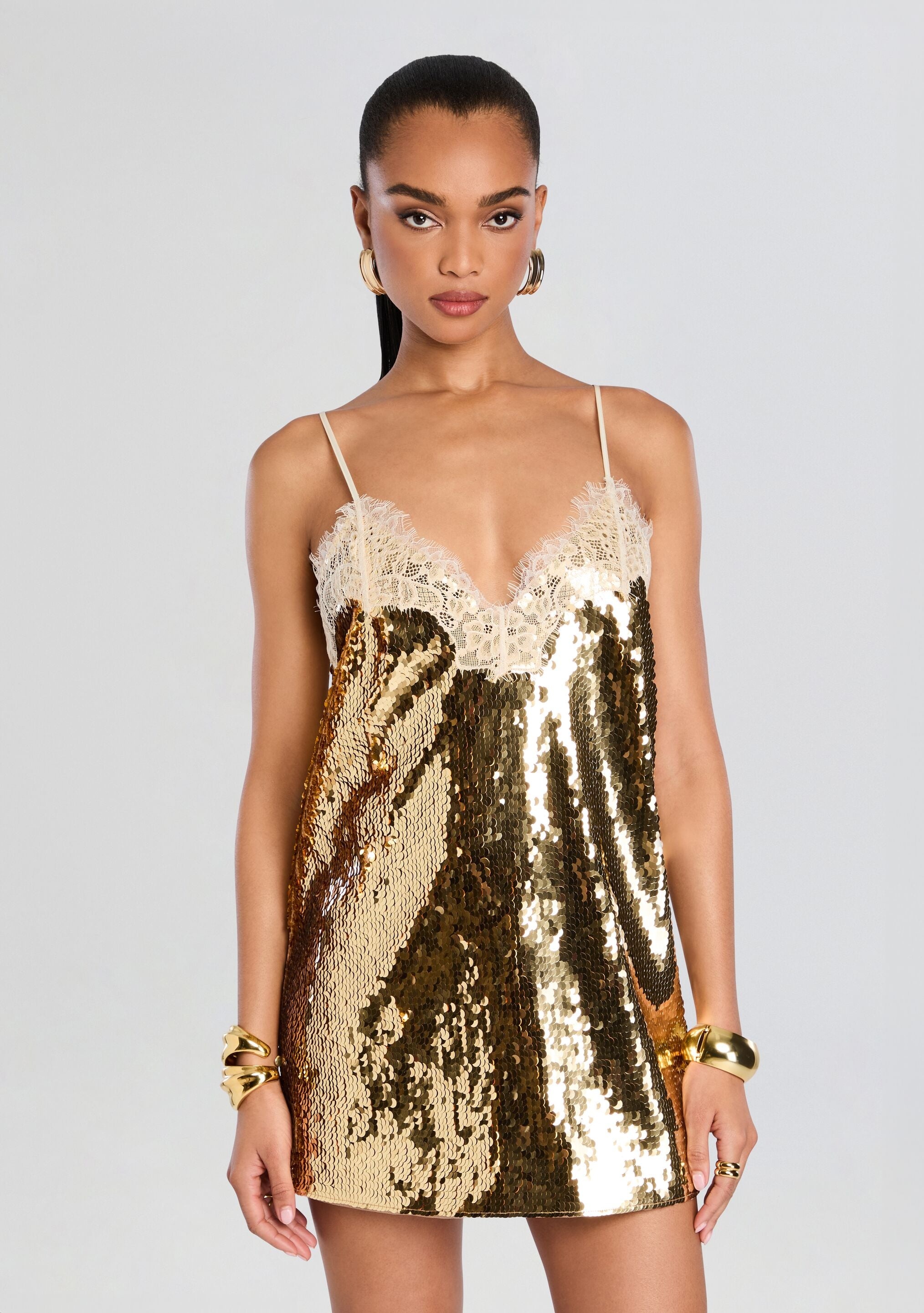 OLIVE SEQUIN LACE DRESS - 5
