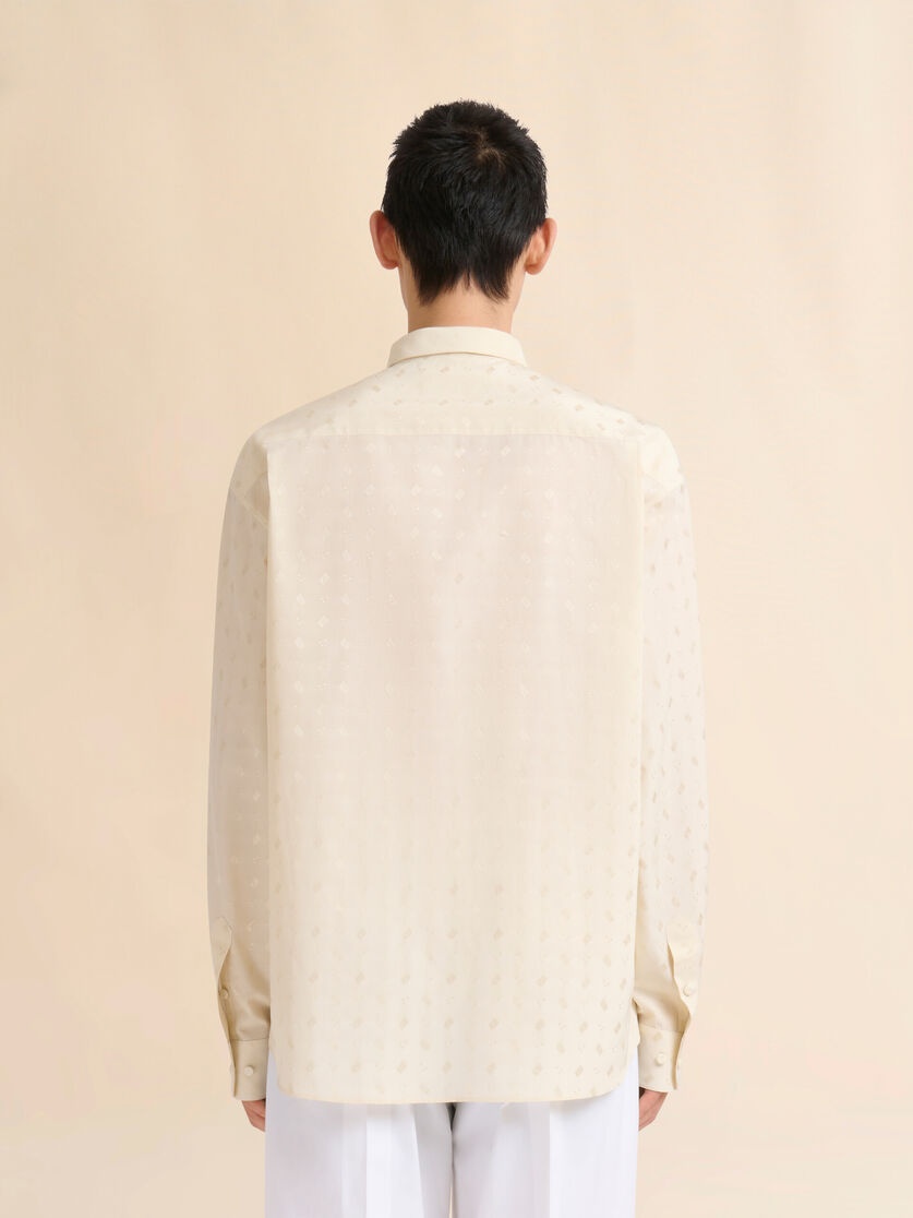 CREAM VISCOSE OVERSIZED SHIRT WITH GEOMETRIC JACQUARD MOTIF - 3