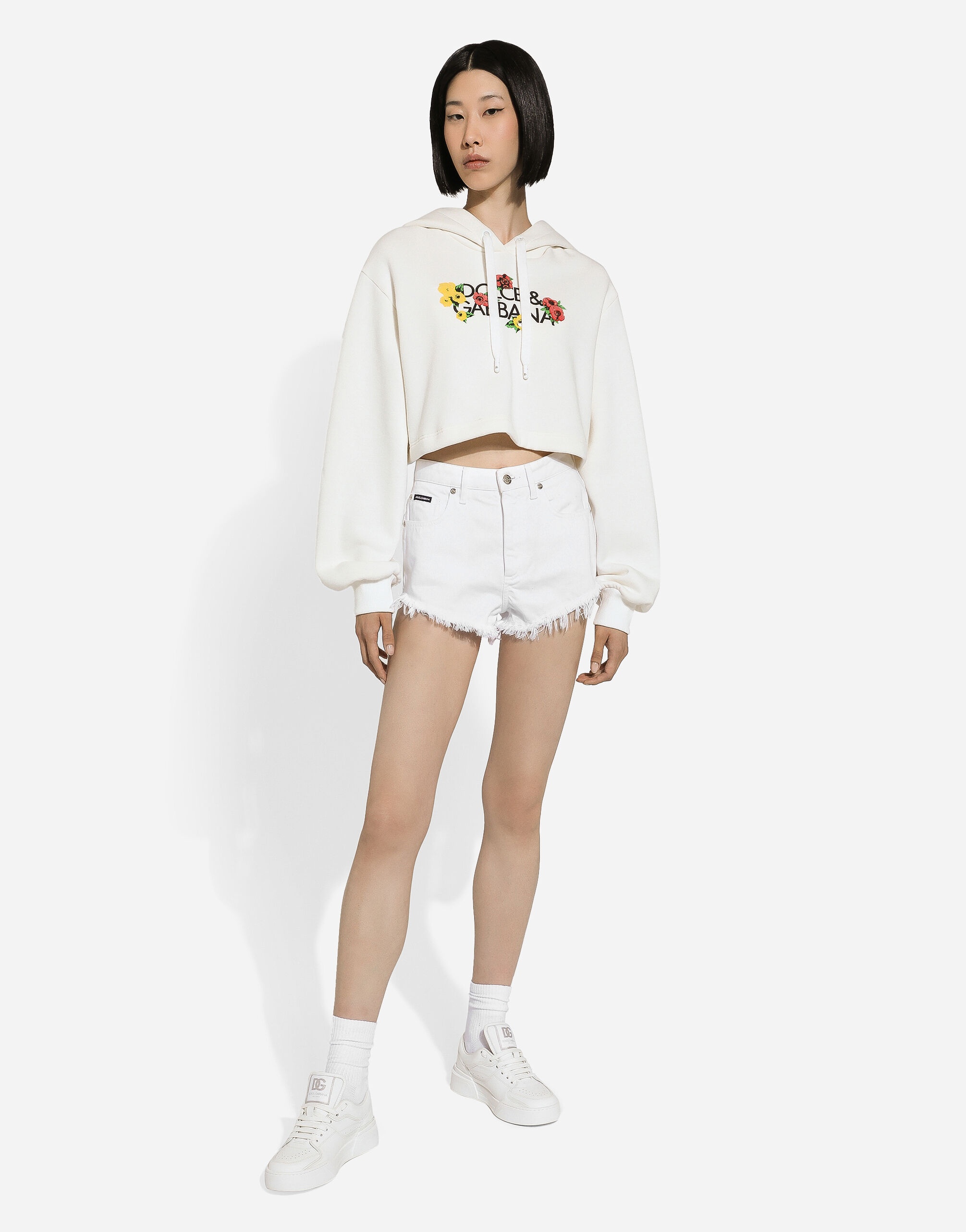 Cropped sweatshirt with flower print - 2