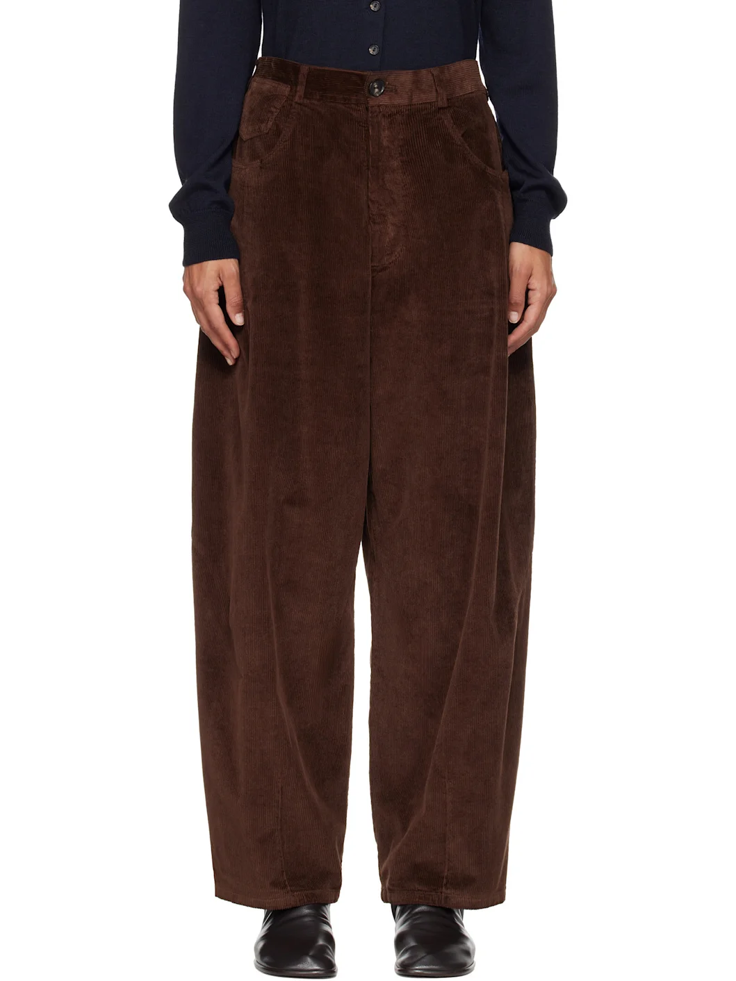 Brown Corduroy Baggy Trousers - 1