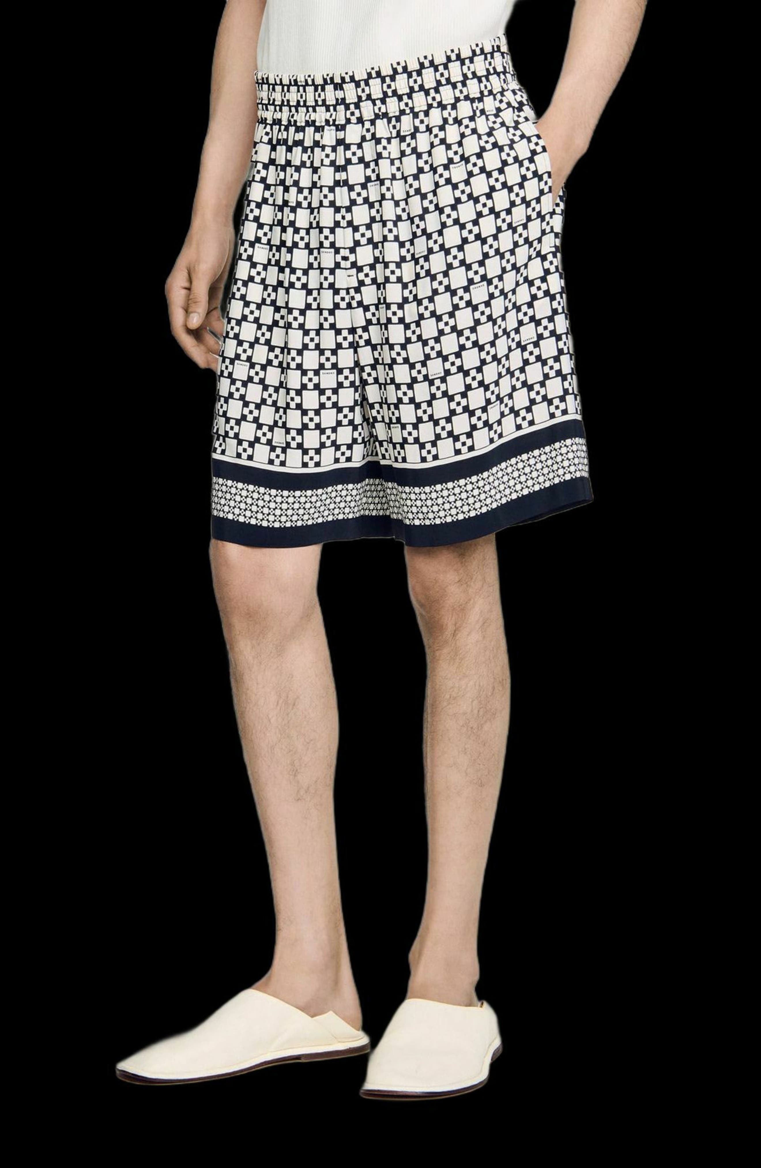 SANDRO Square Cross floaty Bermuda shorts in Black at Nordstrom - 3