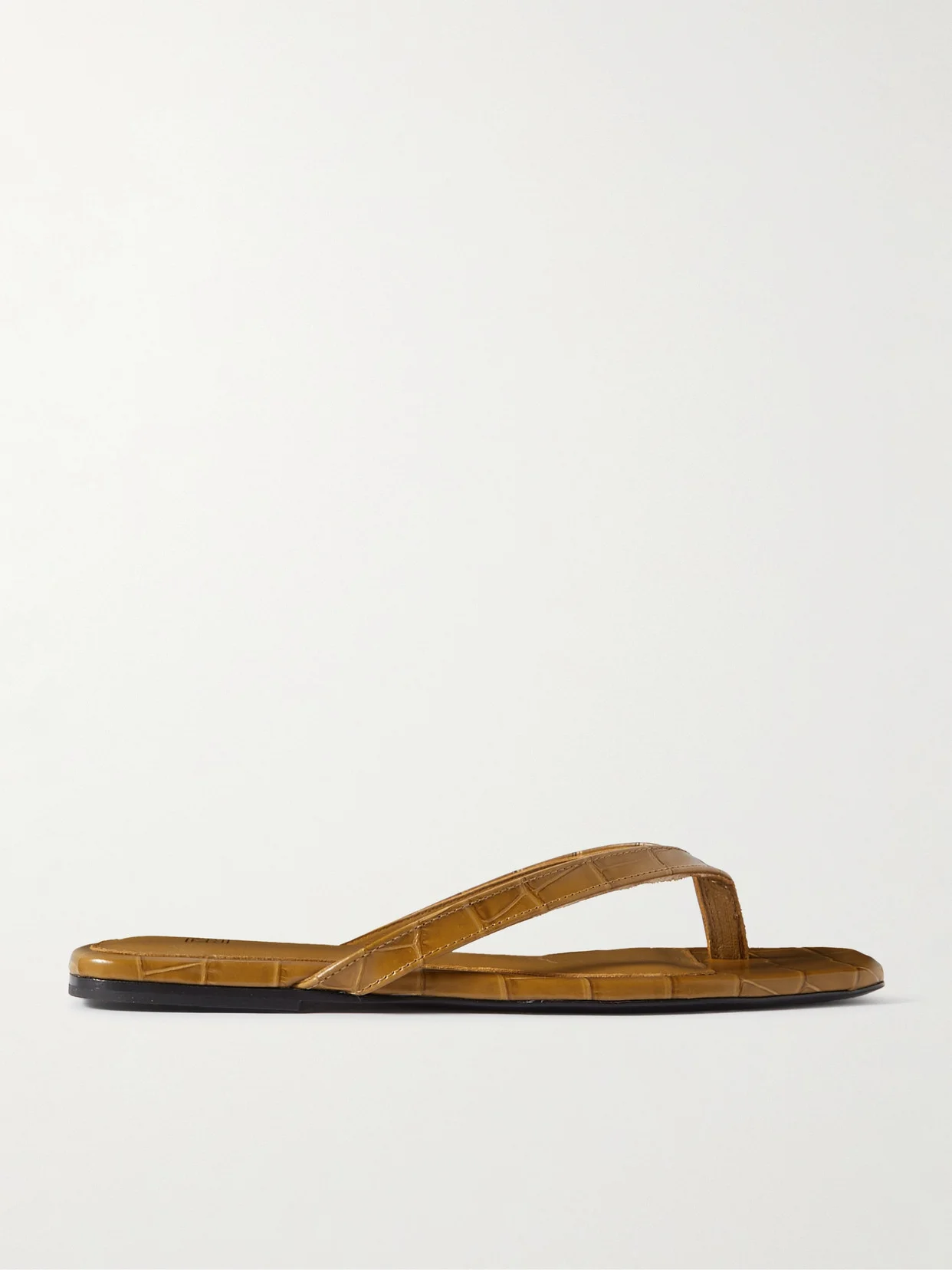 Croc-effect Leather Flip Flops - 1