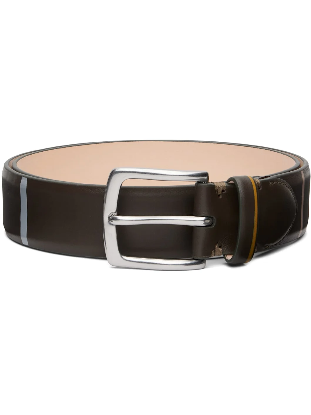 Brown Brushstroke Stripe Belt - 1