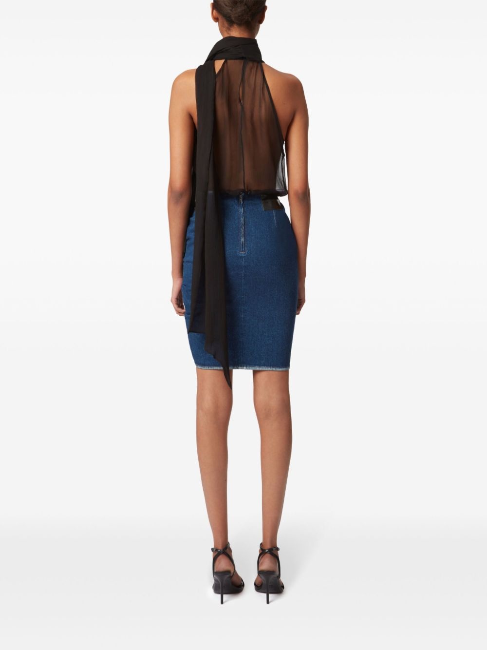 draped denim skirt - 4