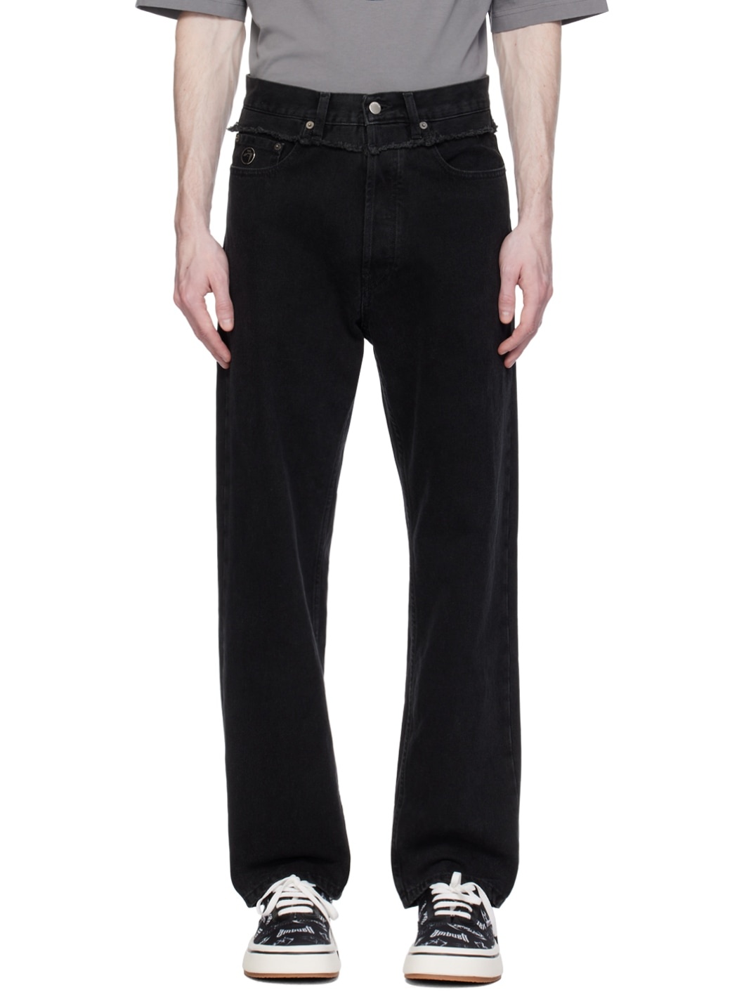 Black Waist Detail Jeans - 1