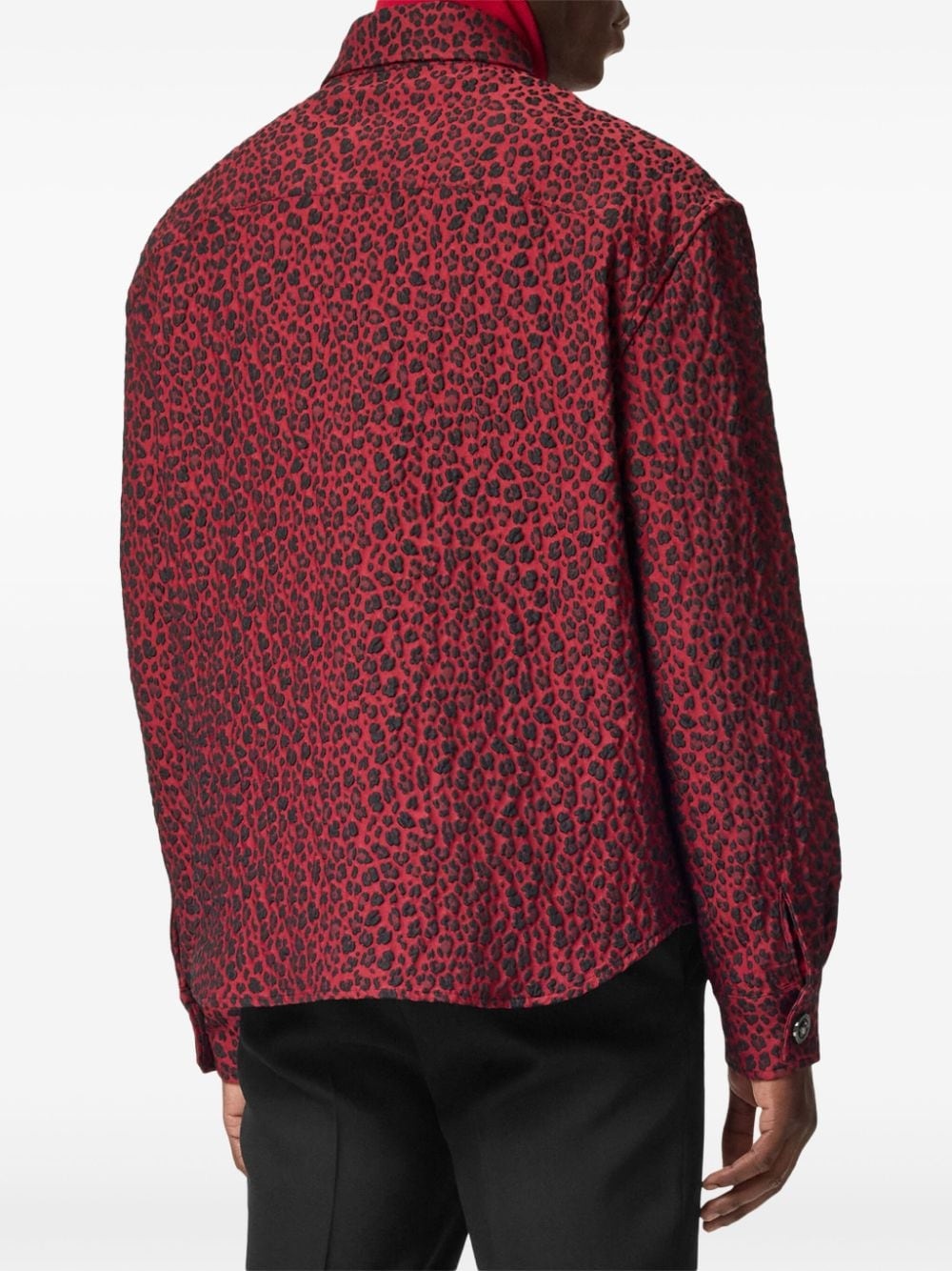 leopard-jacquard jacket - 4