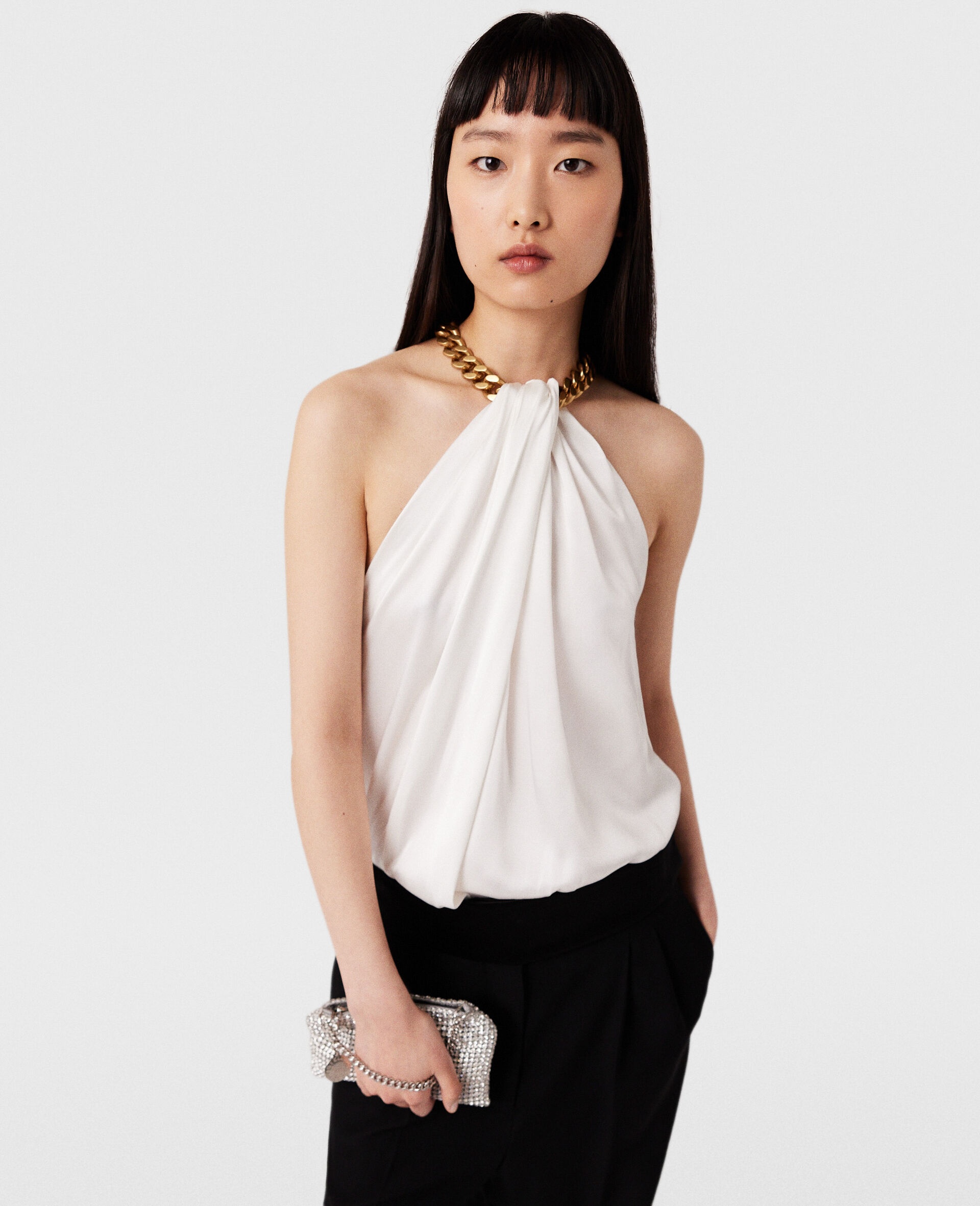 Chain Halterneck Satin Top - 3
