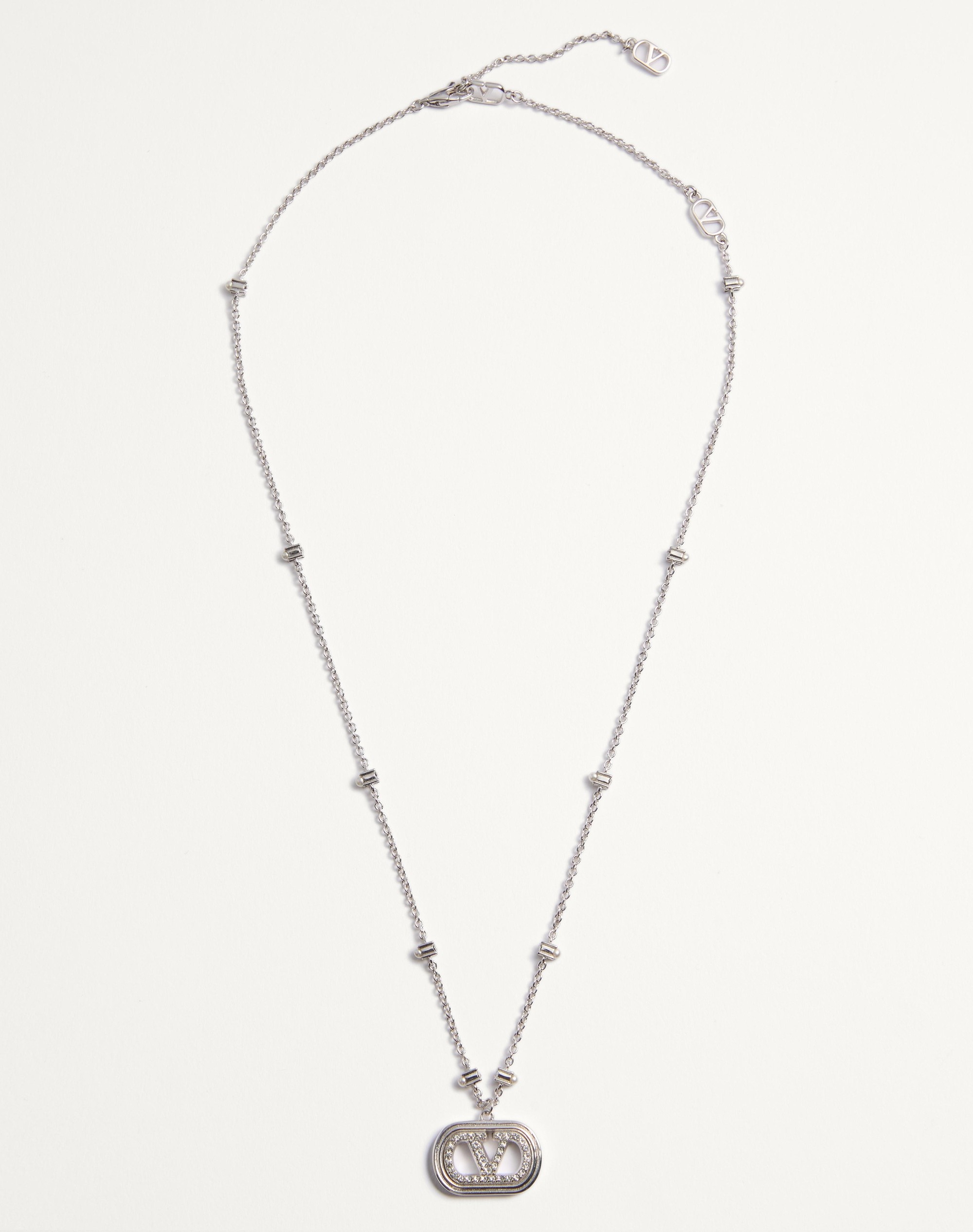 VLOGO SIGNATURE METAL NECKLACE WITH PEARLS AND SWAROVSKI® CRYSTALS - 1