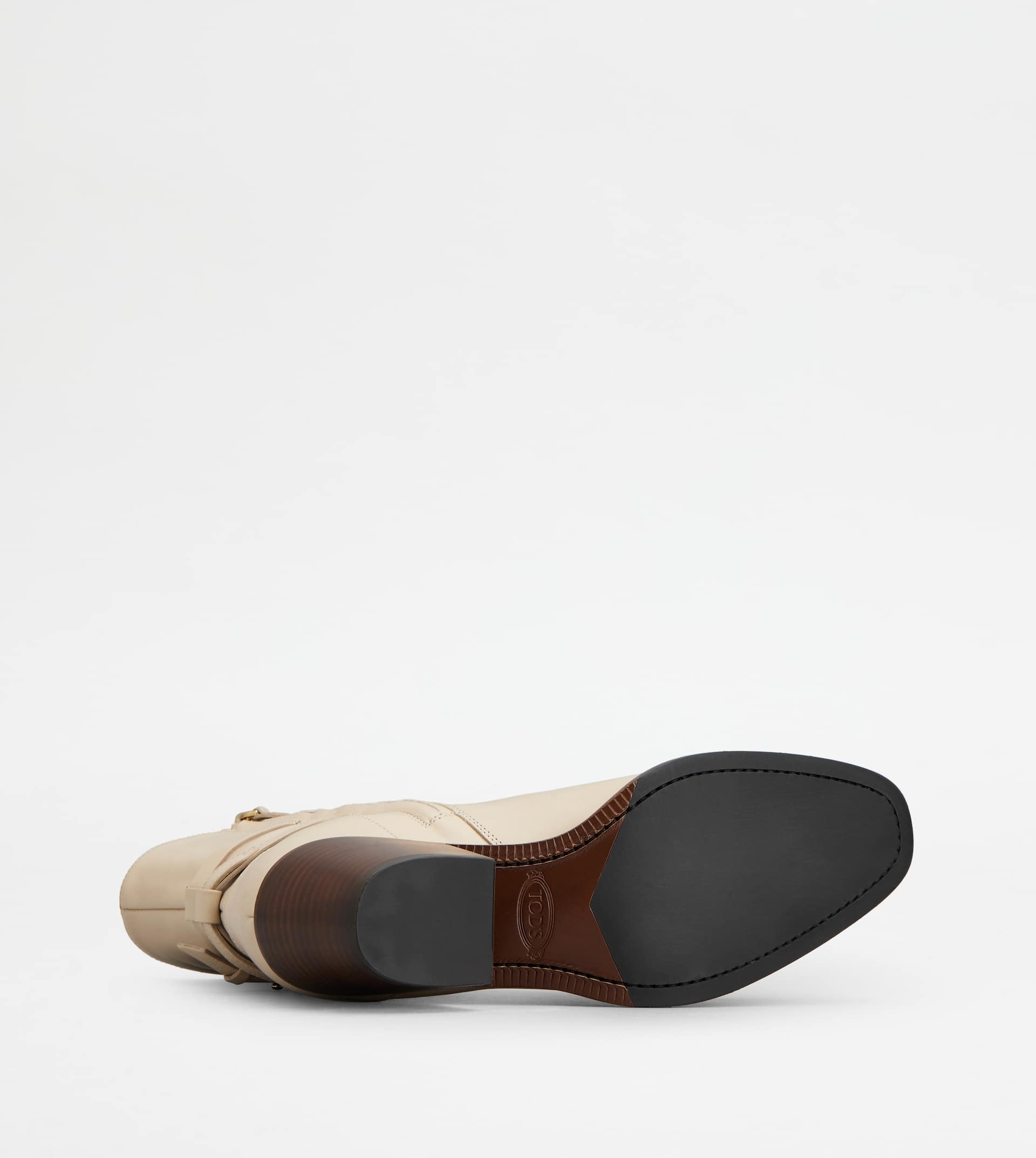 ANKLE BOOTS IN LEATHER - BEIGE - 4