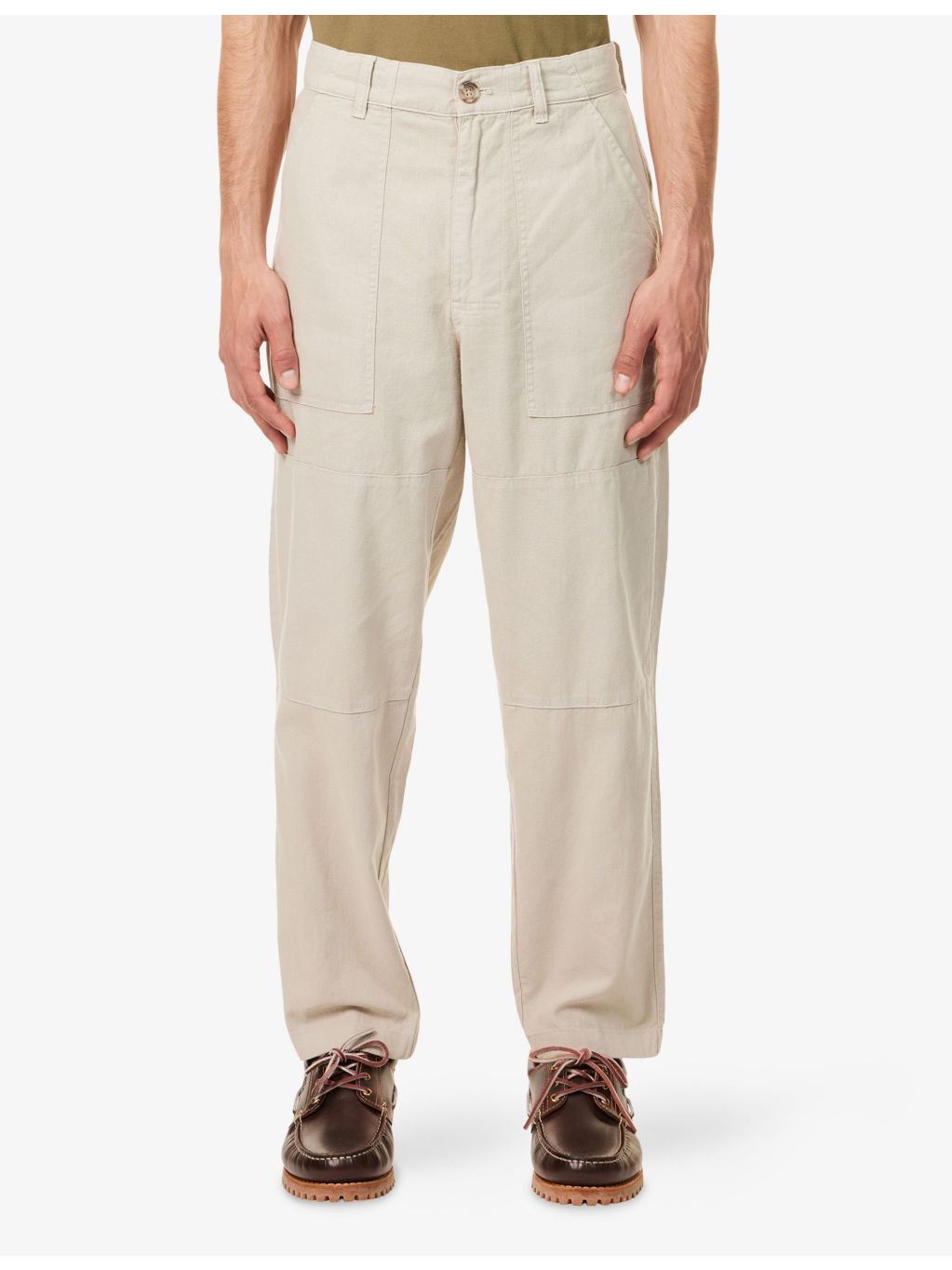 Patch-Pocket Straight-Leg Linen And Cotton Trousers - 3