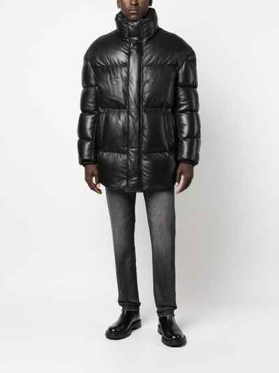 EMPORIO ARMANI leather padded down coat outlook