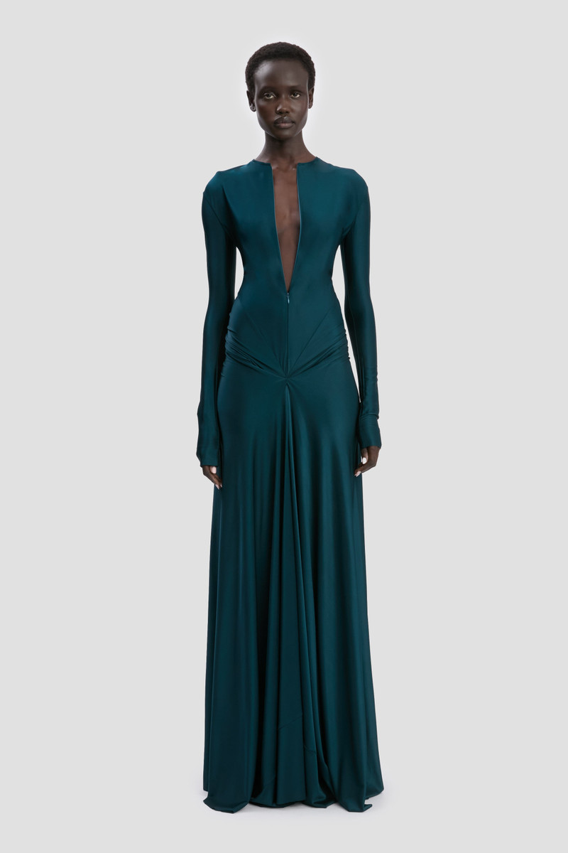 Victoria Beckham Cut-Out Gown In Dark Teal outlook