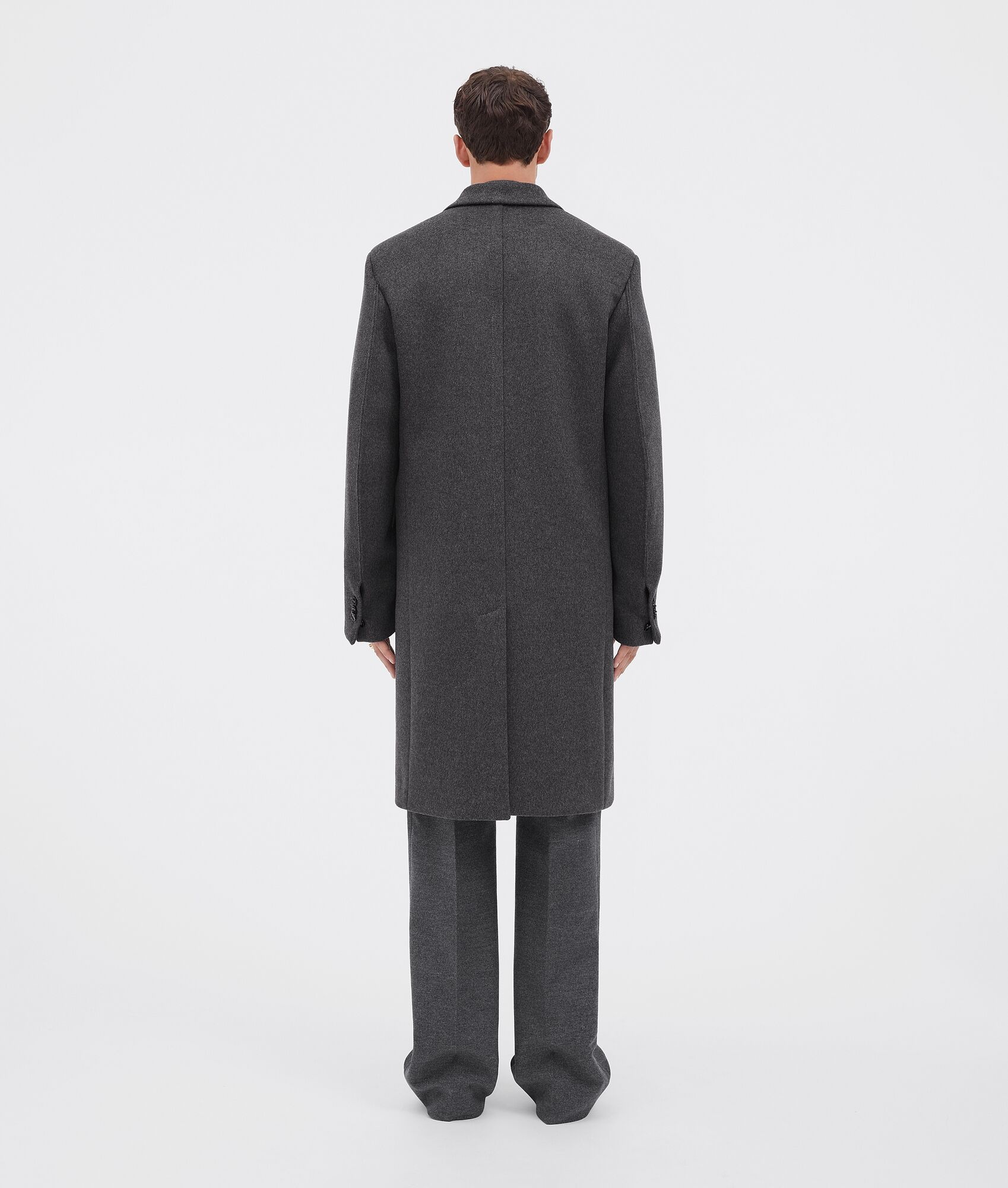 curved sleeves double face wool coat - 3